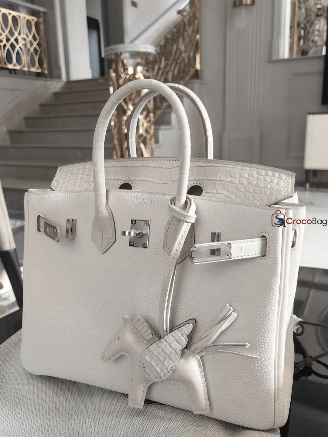 Hermes birkin 25 white gold hardware togo leather