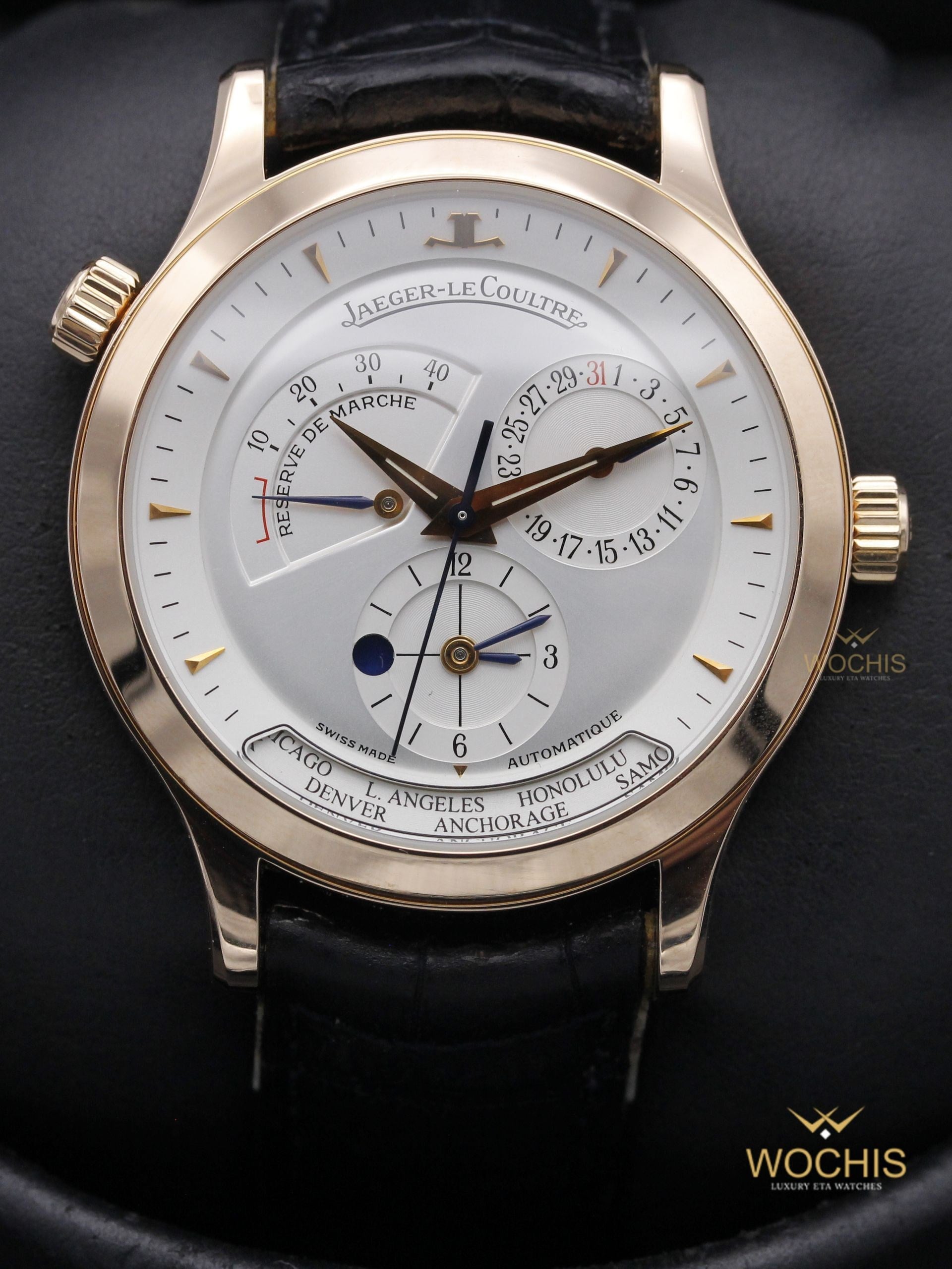 Jaeger Lecoultre Master Geographic World Time 142.2.92-5349 (Rose Gold - 38 - Silver)