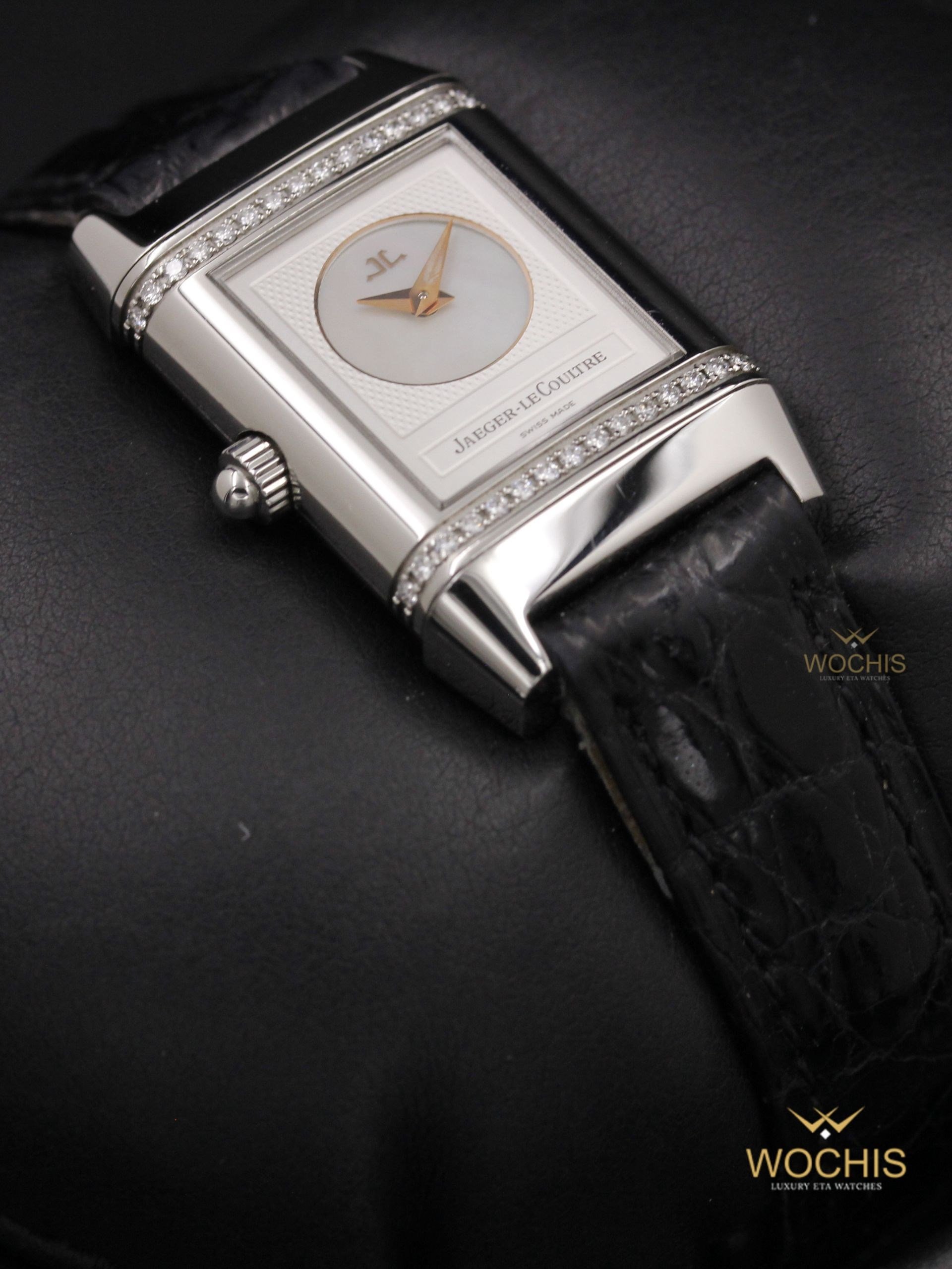 Jaeger Lecoultre Reverso Duetto 266.8.44-4753 (Stainless Steel W. Diamonds - 20 - White Mother of Pearl - Silver)