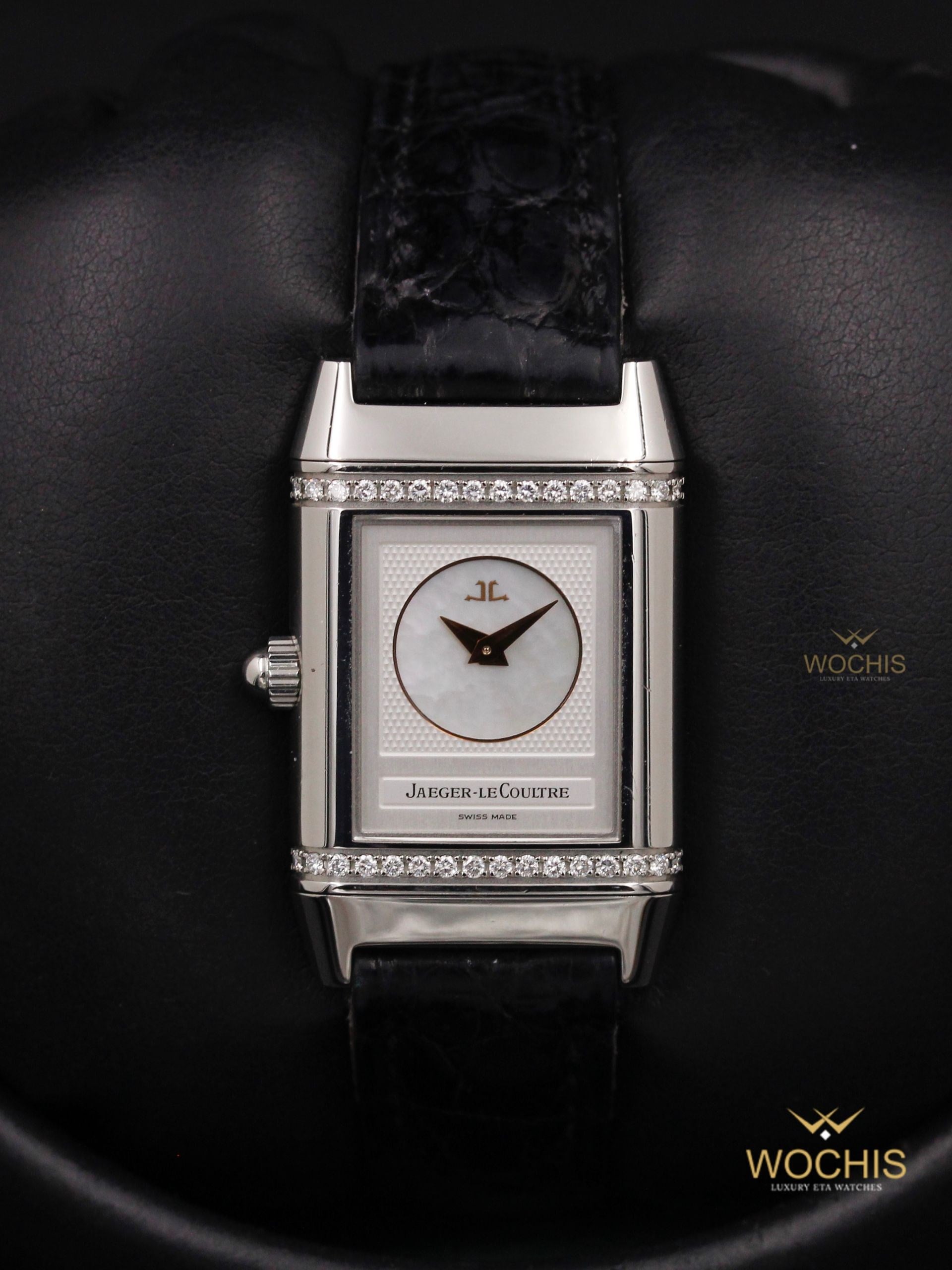 Jaeger Lecoultre Reverso Duetto 266.8.44-4753 (Stainless Steel W. Diamonds - 20 - White Mother of Pearl - Silver)
