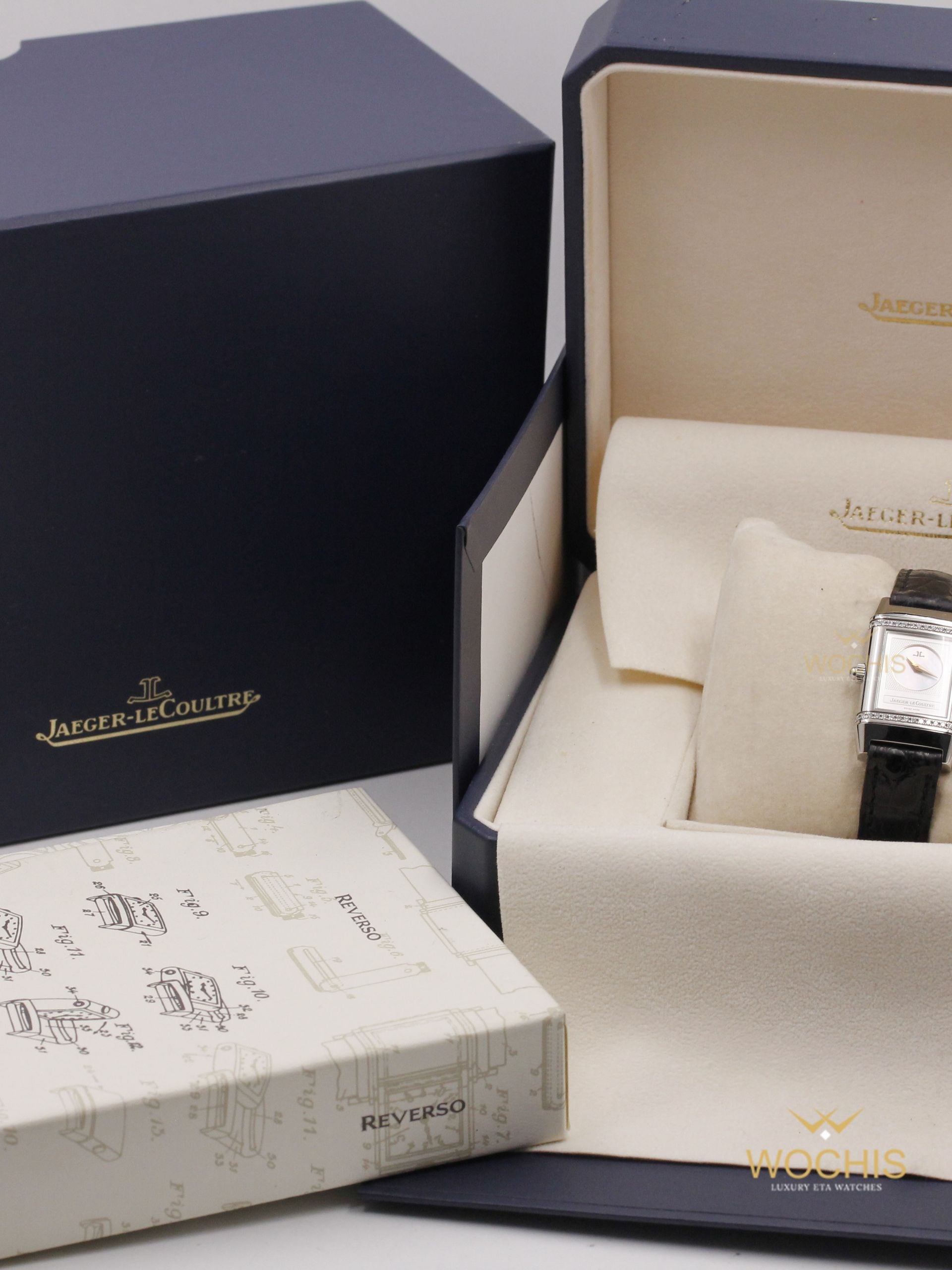 Jaeger Lecoultre Reverso Duetto 266.8.44-4753 (Stainless Steel W. Diamonds - 20 - White Mother of Pearl - Silver)