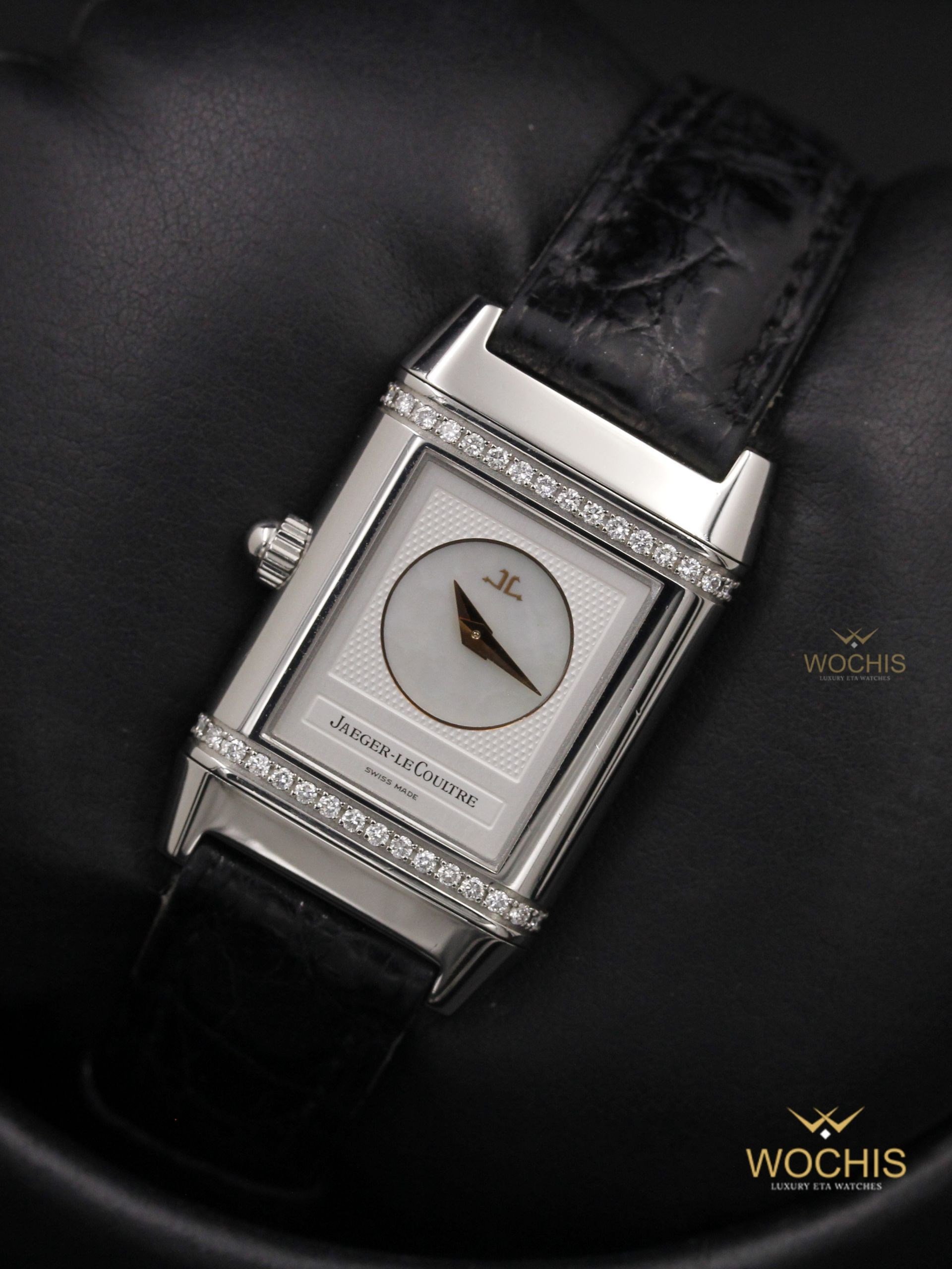Jaeger Lecoultre Reverso Duetto 266.8.44-4753 (Stainless Steel W. Diamonds - 20 - White Mother of Pearl - Silver)