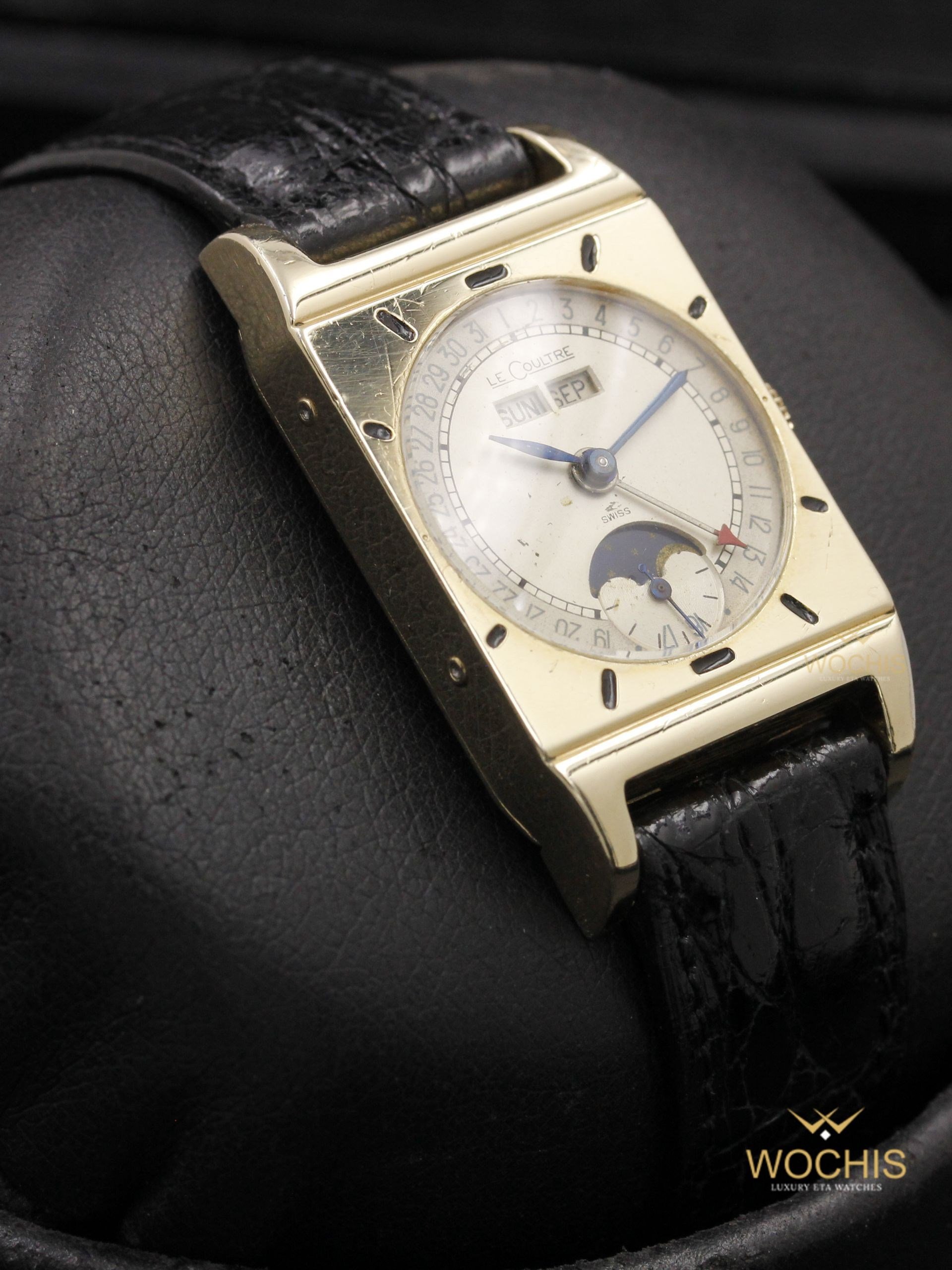 Jaeger LeCoultre Triple Calendar Moonphase-6872 (10kt Gold Plated - 40 - Silver)