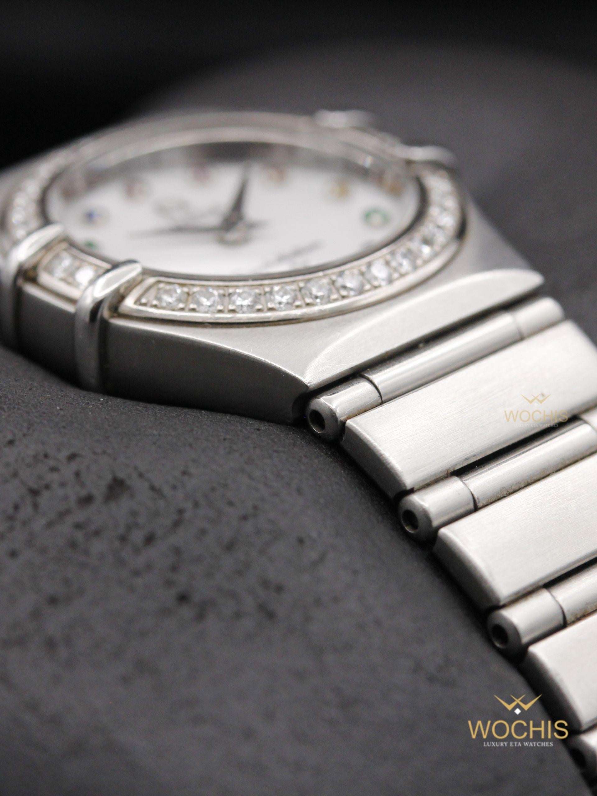 Omega Constellation Ladies Iris 95 Multistone 1460.79.00-9151 (Stainless Steel - 22 - White Mother of Pearl)
