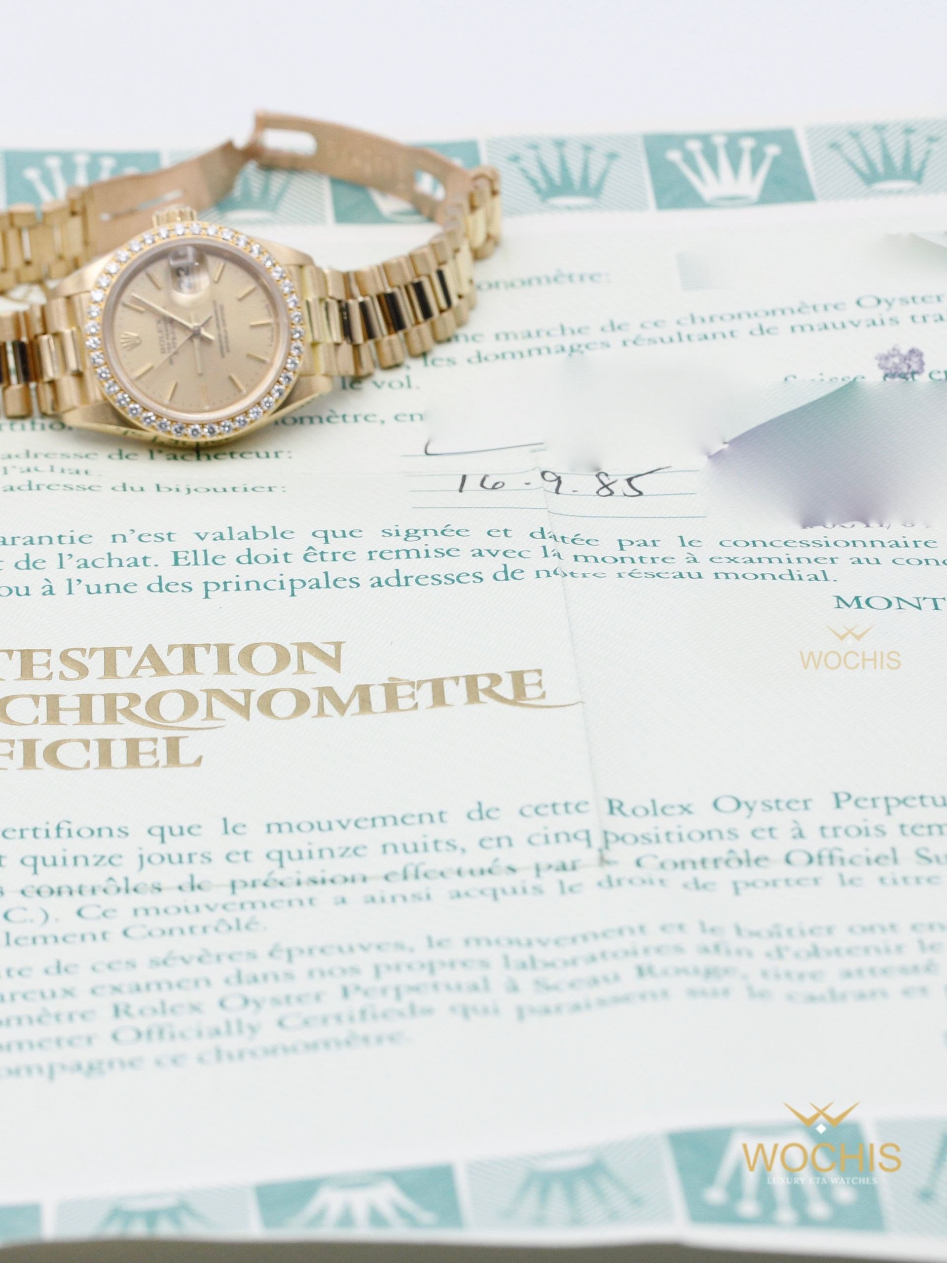 Rolex Datejust 69178-8544 (Yellow Gold - 26 - Champagne - After Market Diamond Bezel)