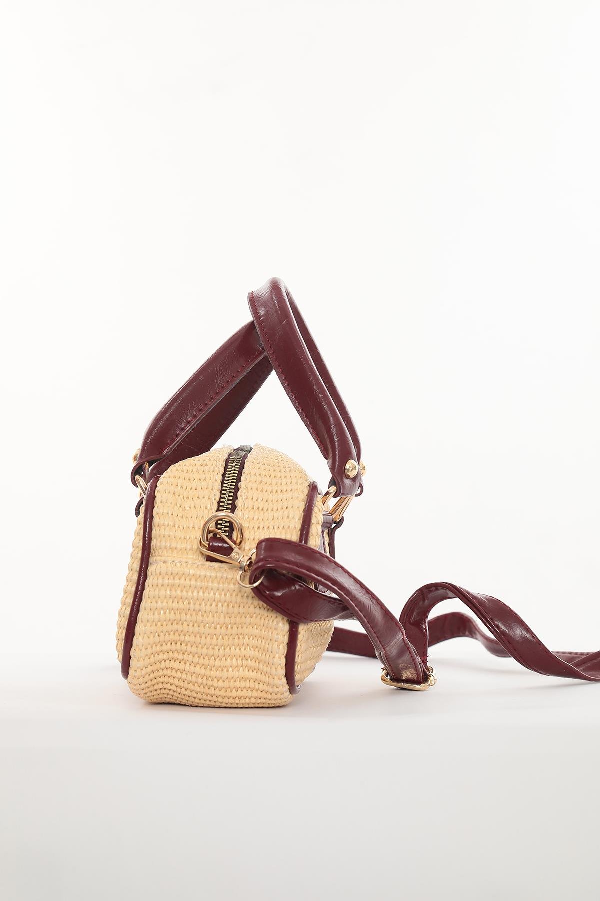 Zuella Hasır Çanta Burgundy