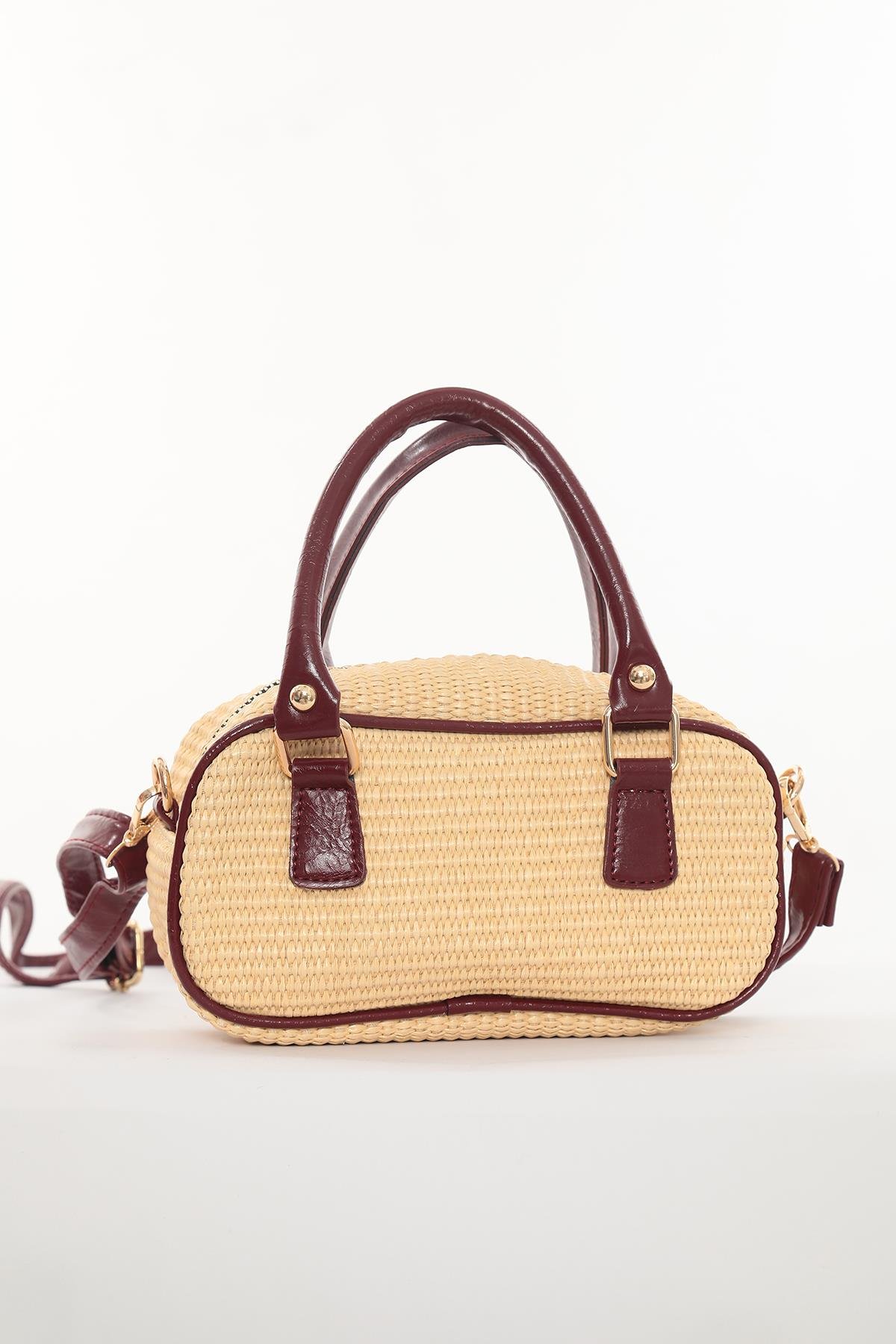 Zuella Hasır Çanta Burgundy