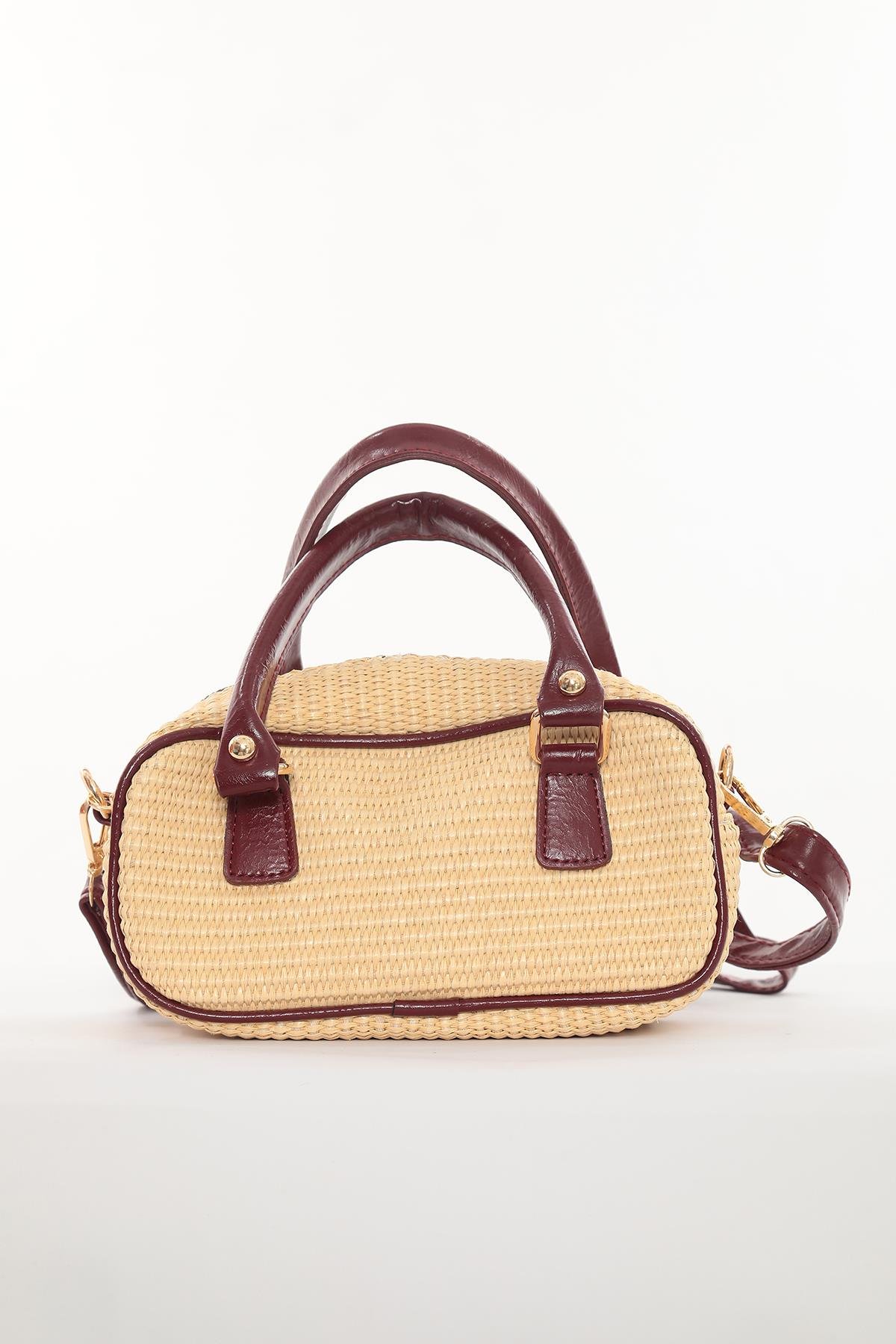 Zuella Hasır Çanta Burgundy