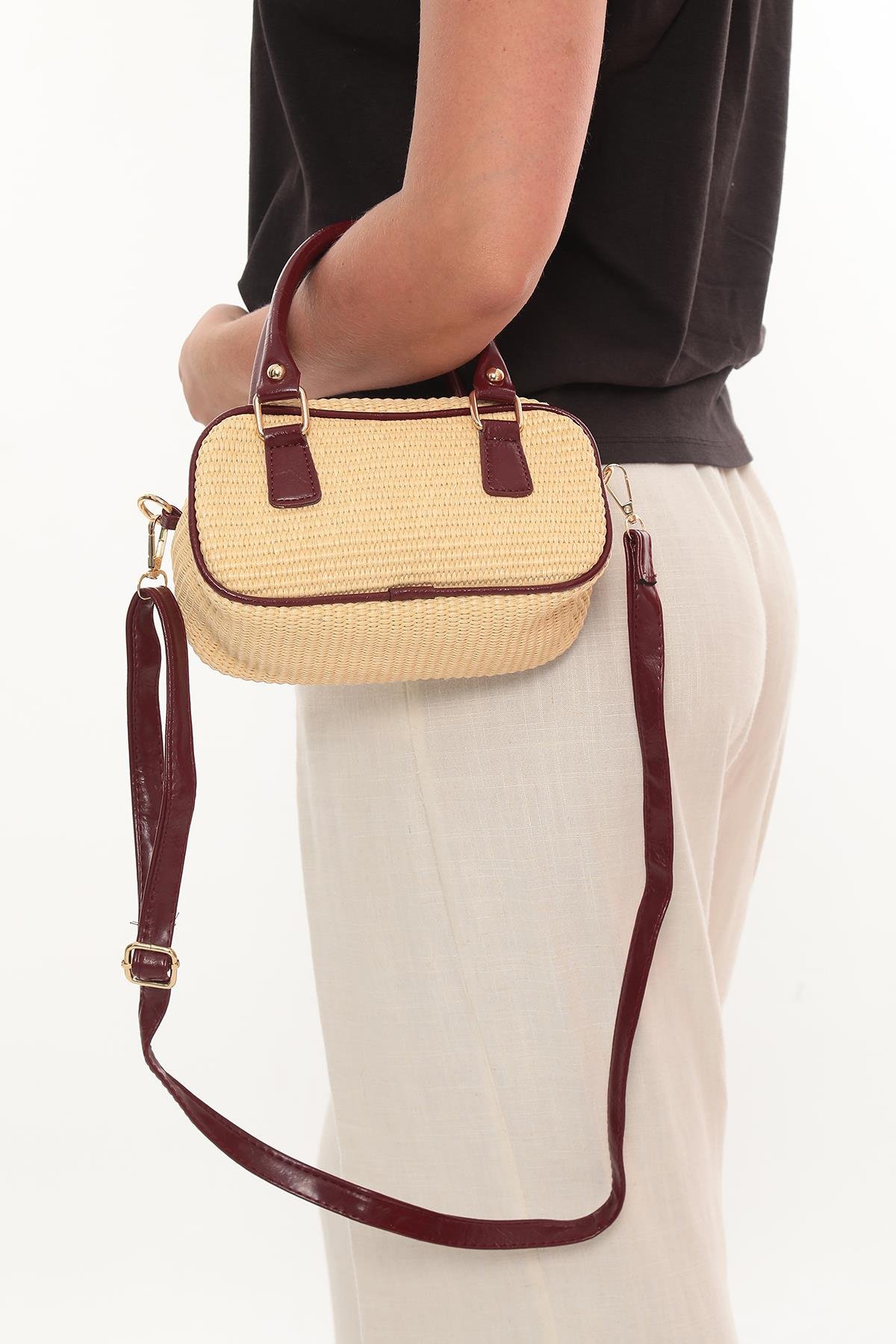 Zuella Hasır Çanta Burgundy
