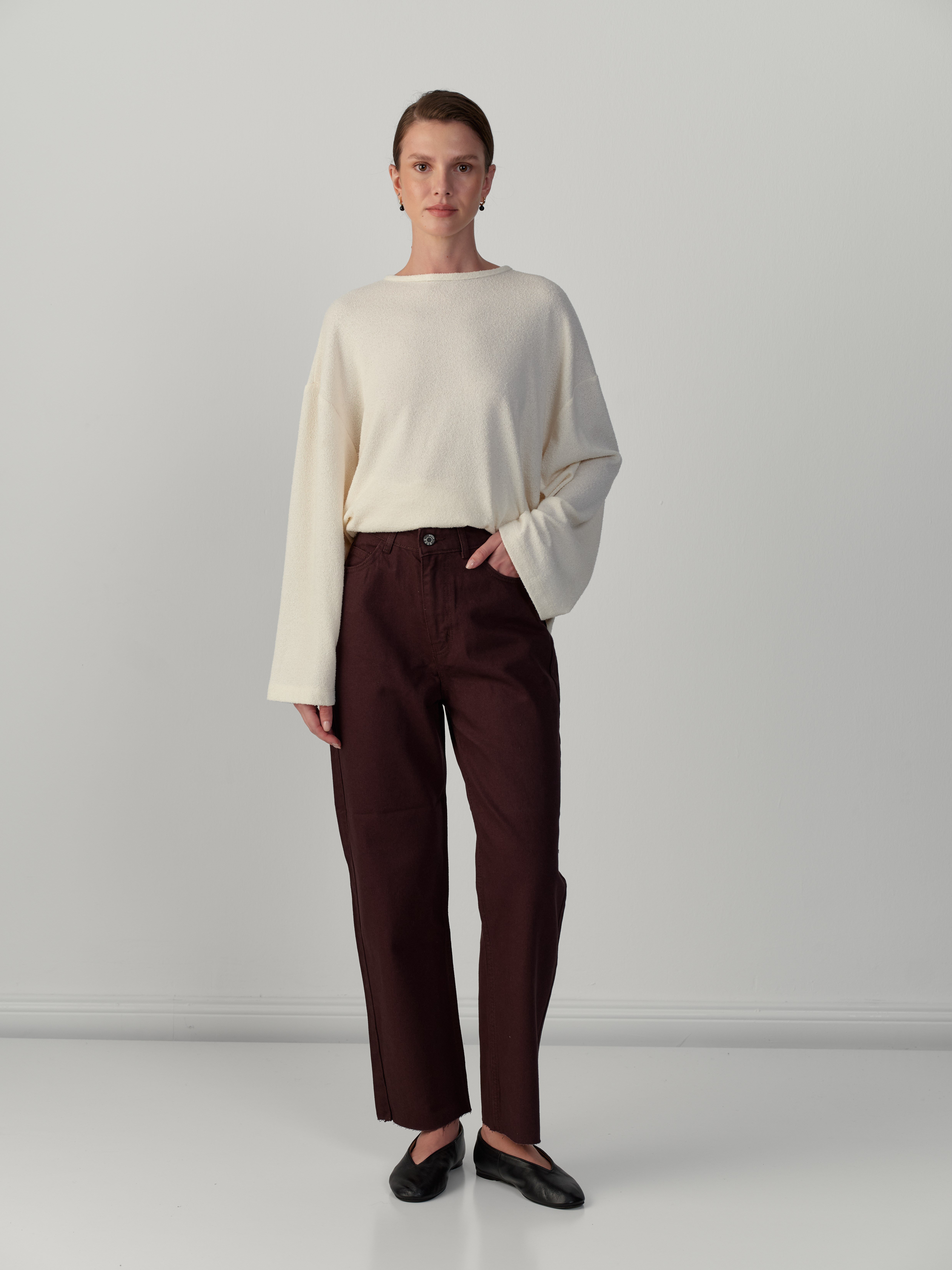 CROP JEAN PANTOLON KAHVE