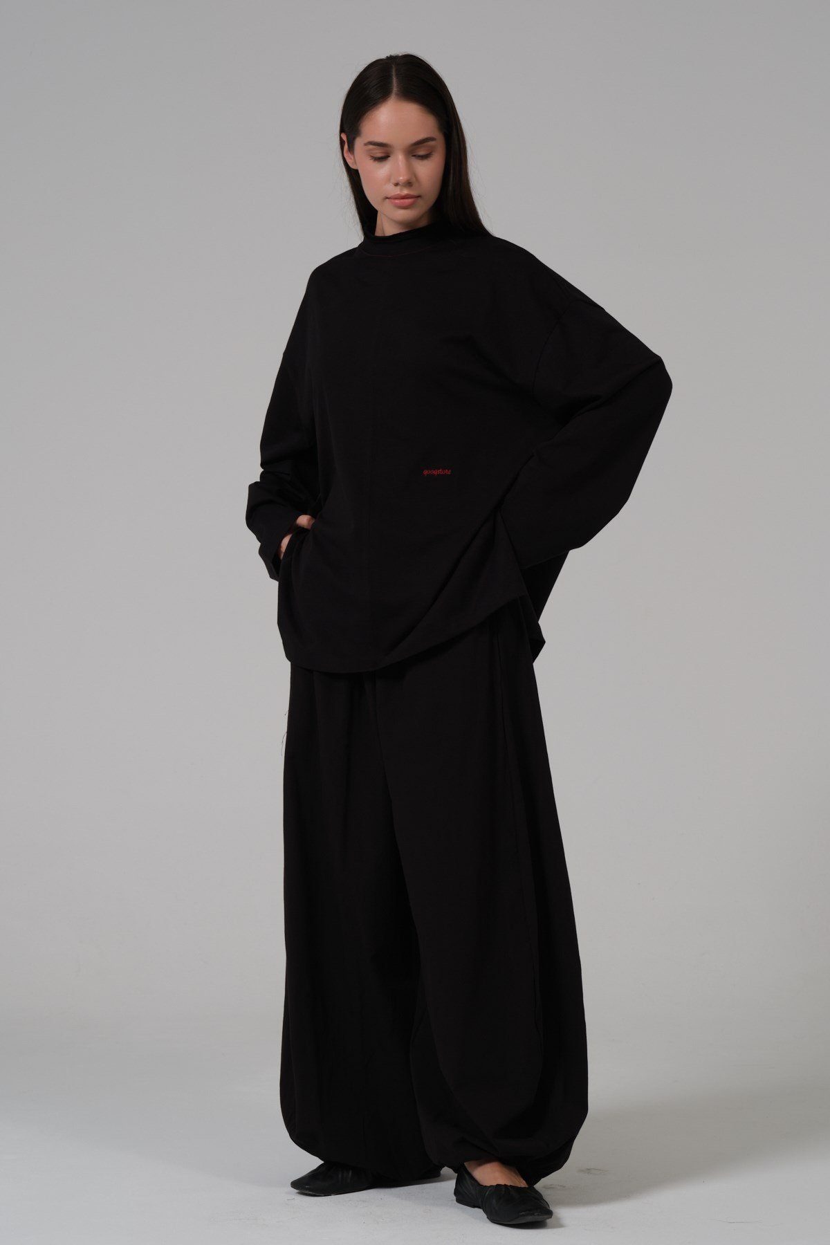 NAKIŞLI SWEAT SİYAH