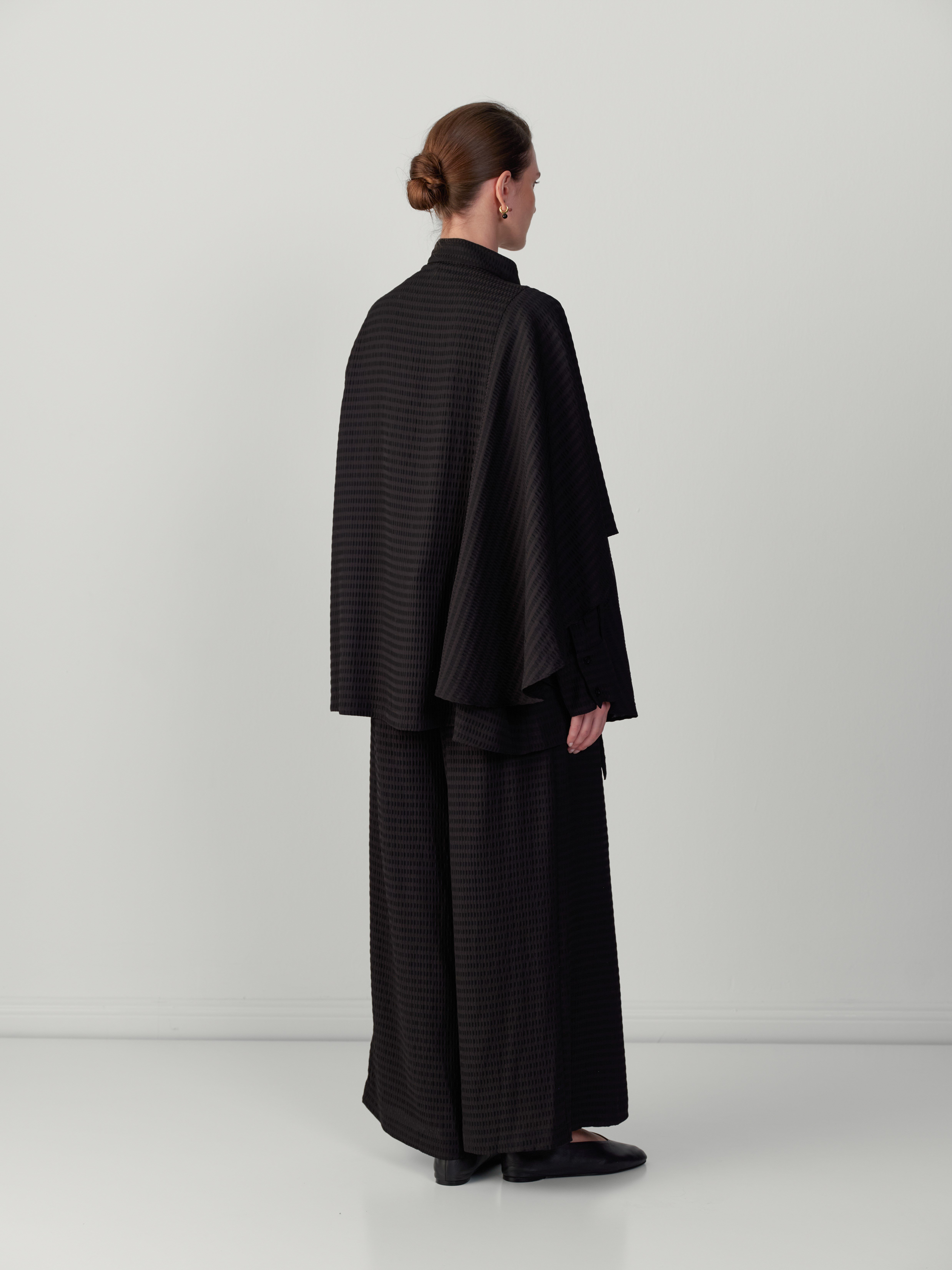 ŞAL BAĞLAMALI DESENLİ TAKIM KAHVE 