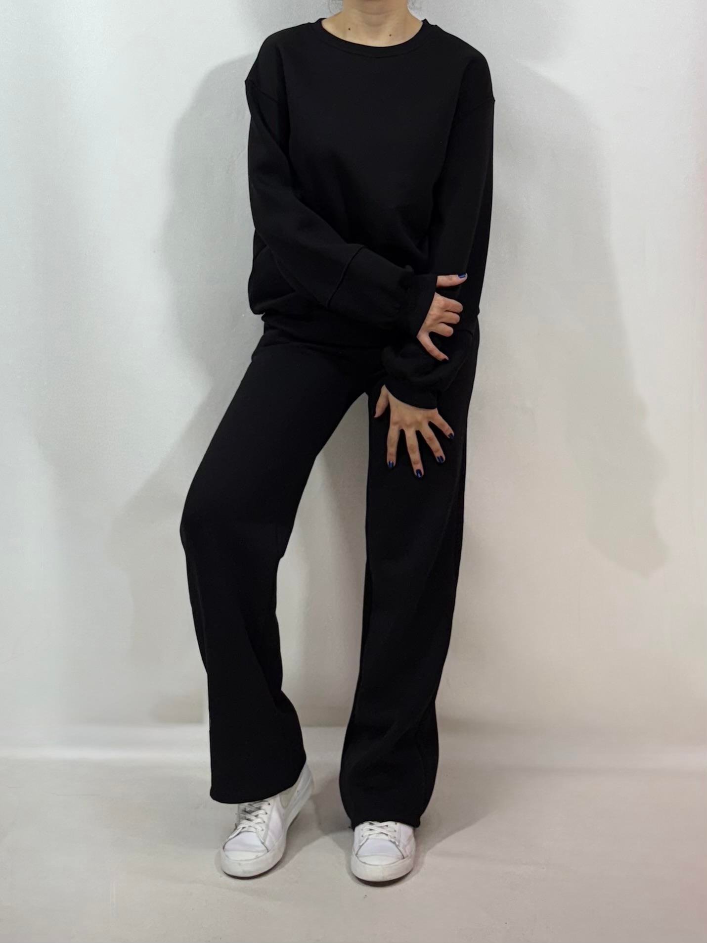 ÜÇ İPLİK KOL PARÇALI SWEAT SİYAH
