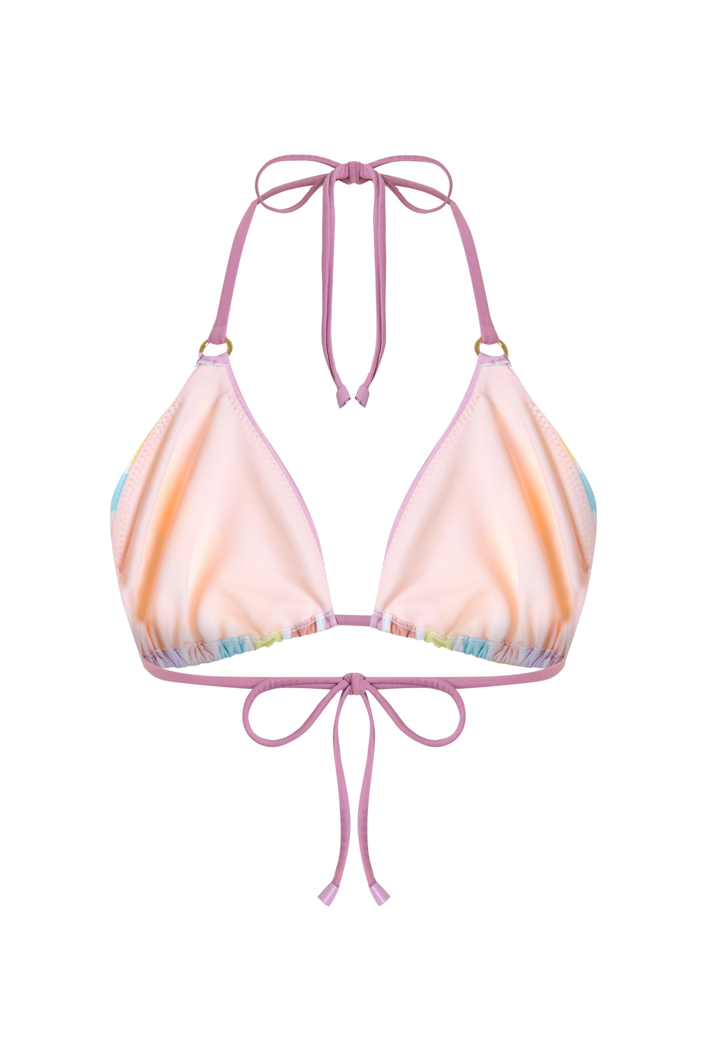 AURORA Pastel Çok Renkli Çizgili Üçgen Boyundan Bağlamalı Bikini Üstü