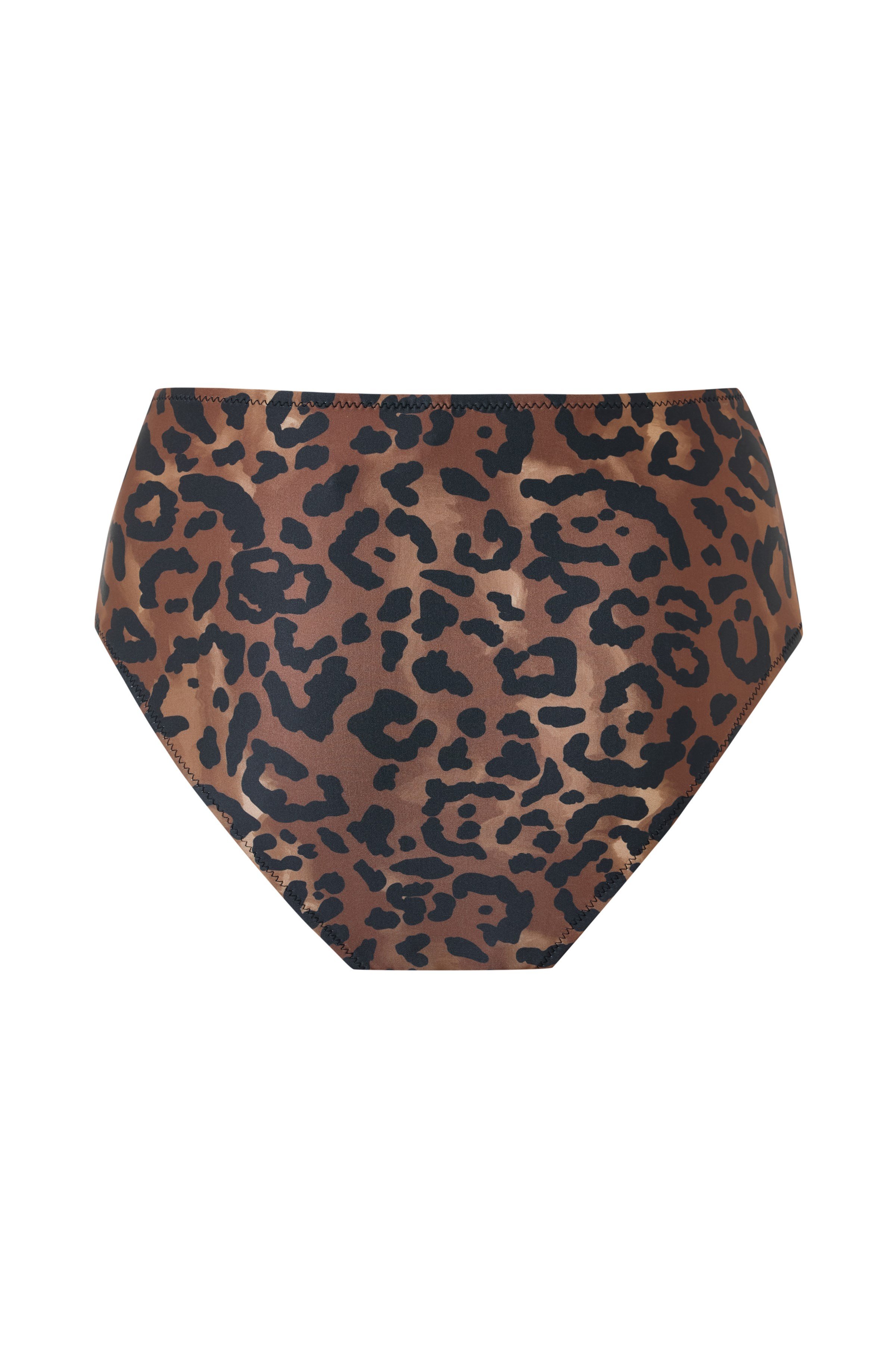 Leopar Desenli Balenli Yüksek Bel Kahverengi Kadın Bikini Takımı – Savanna