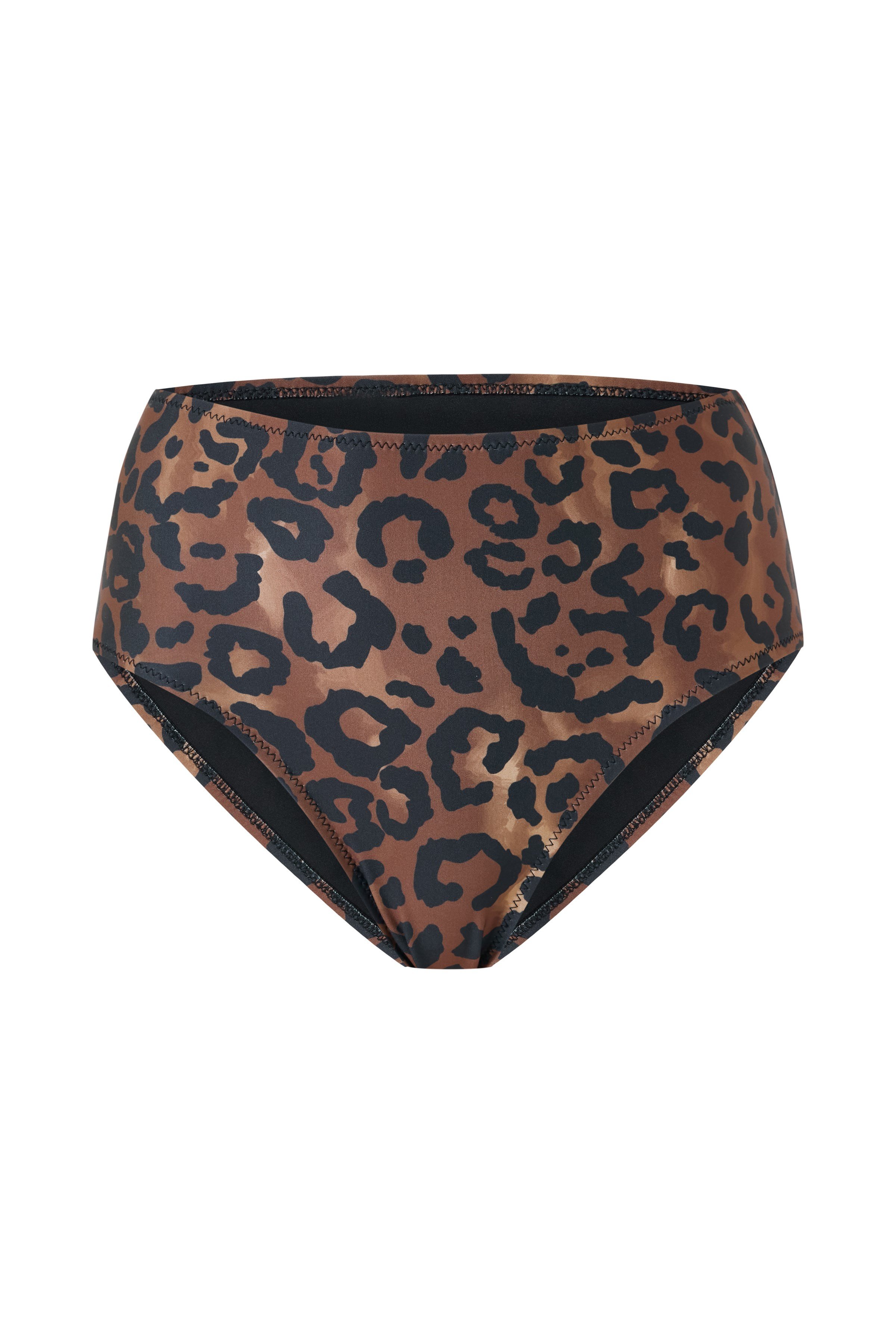 Leopar Desenli Balenli Yüksek Bel Kahverengi Kadın Bikini Takımı – Savanna