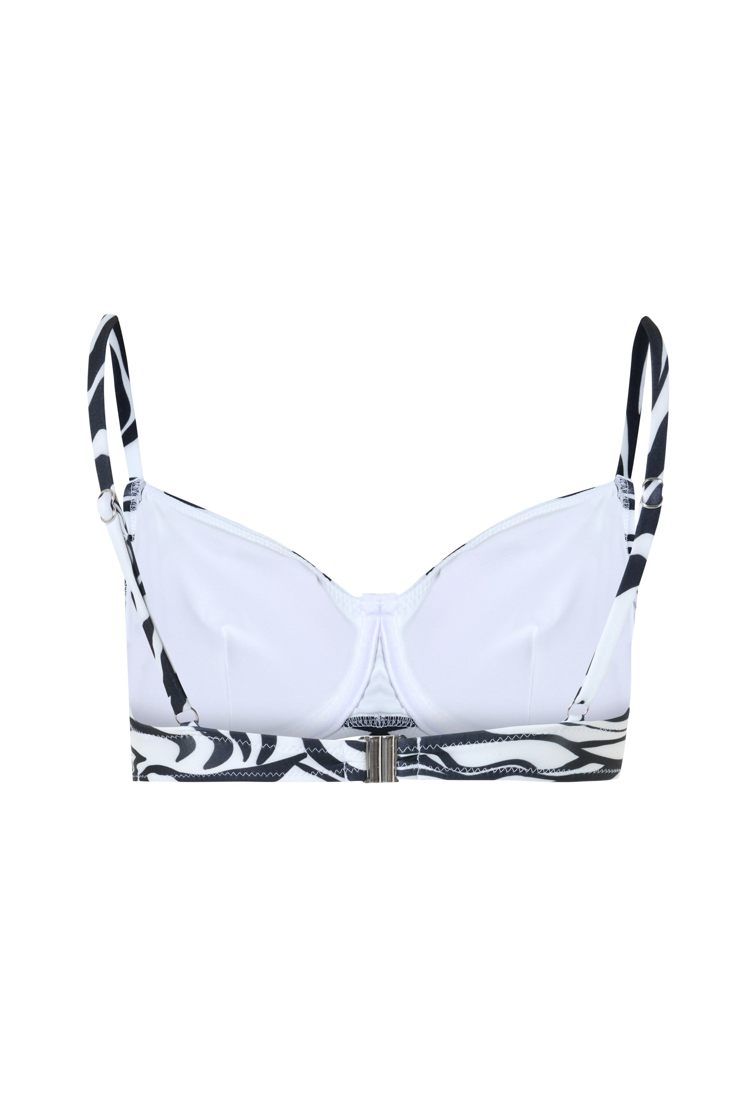 Zebra Desenli Balenli Yüksek Bel Siyah Beyaz Kadın Bikini Takımı – Savanna