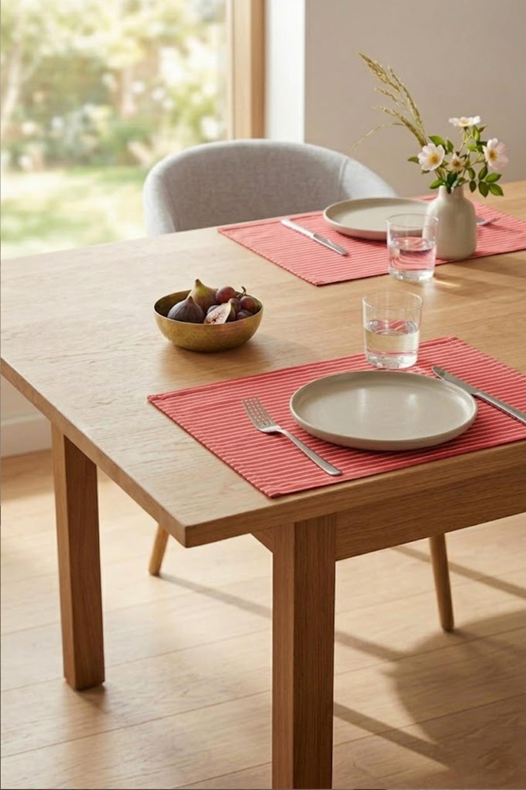 Be-28460-Rd   Kırmızı Amerikan Servis Çizgili 4 Lü 33,50 Cm