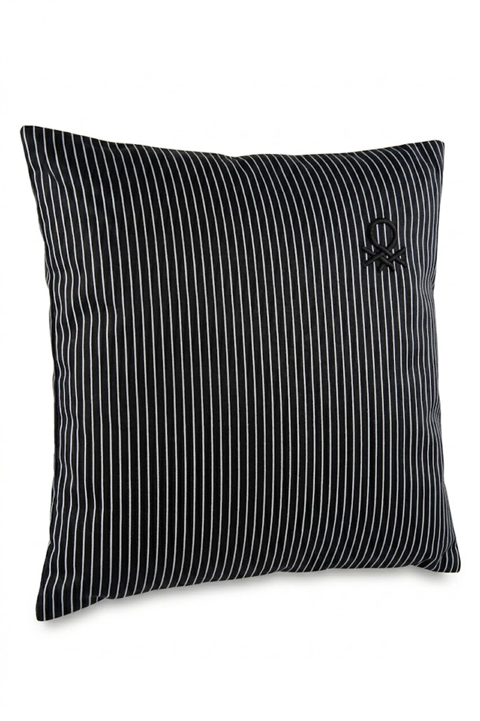 Be-28464-Bk  100% Pamuk 45*45 Cm Çizgili Kırlent Dolu Siyah Çizgili