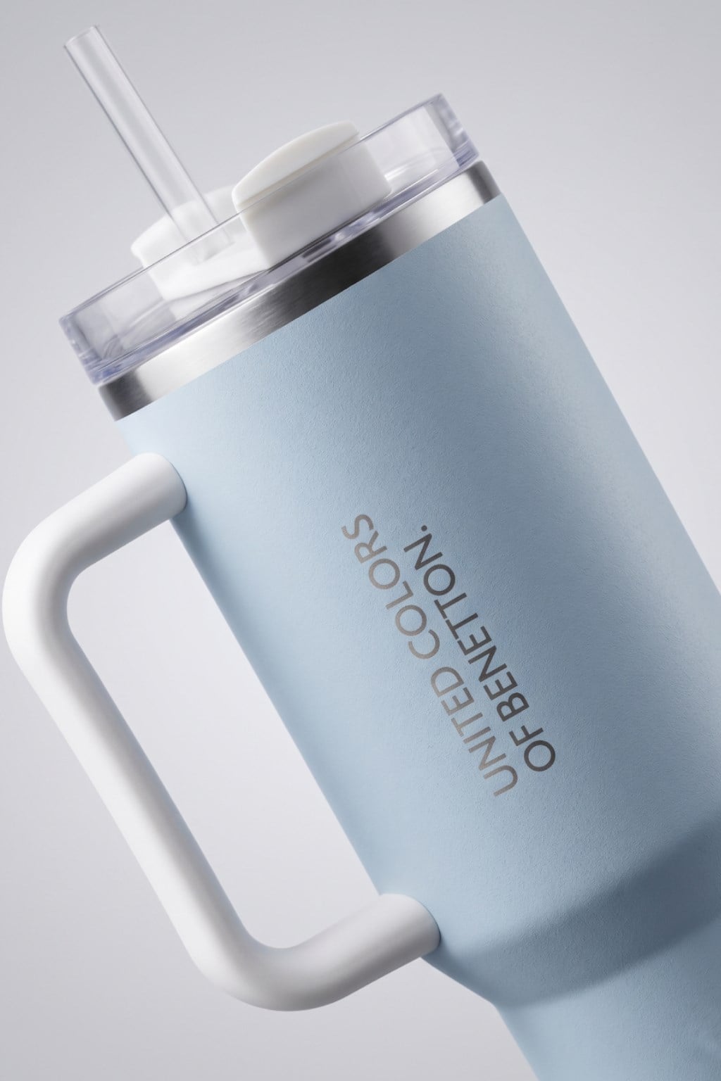 BE-KCT100-MB Çelik Termos 900 Ml. Açık Mavi Zemin Beyaz Kulp
