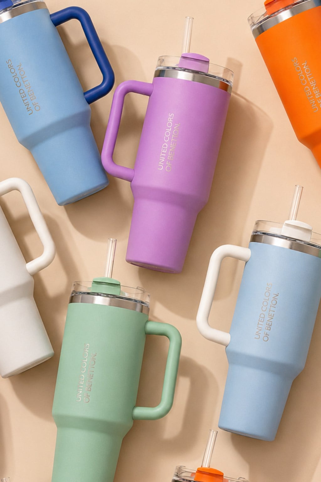 BE-KCT100-MB Çelik Termos 900 Ml. Açık Mavi Zemin Beyaz Kulp