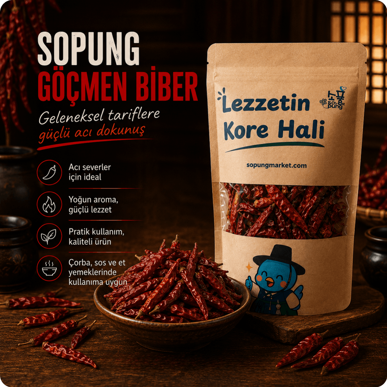 Göçmen Biberi Kurutulmuş Tane Acı Biber - 50 Gr