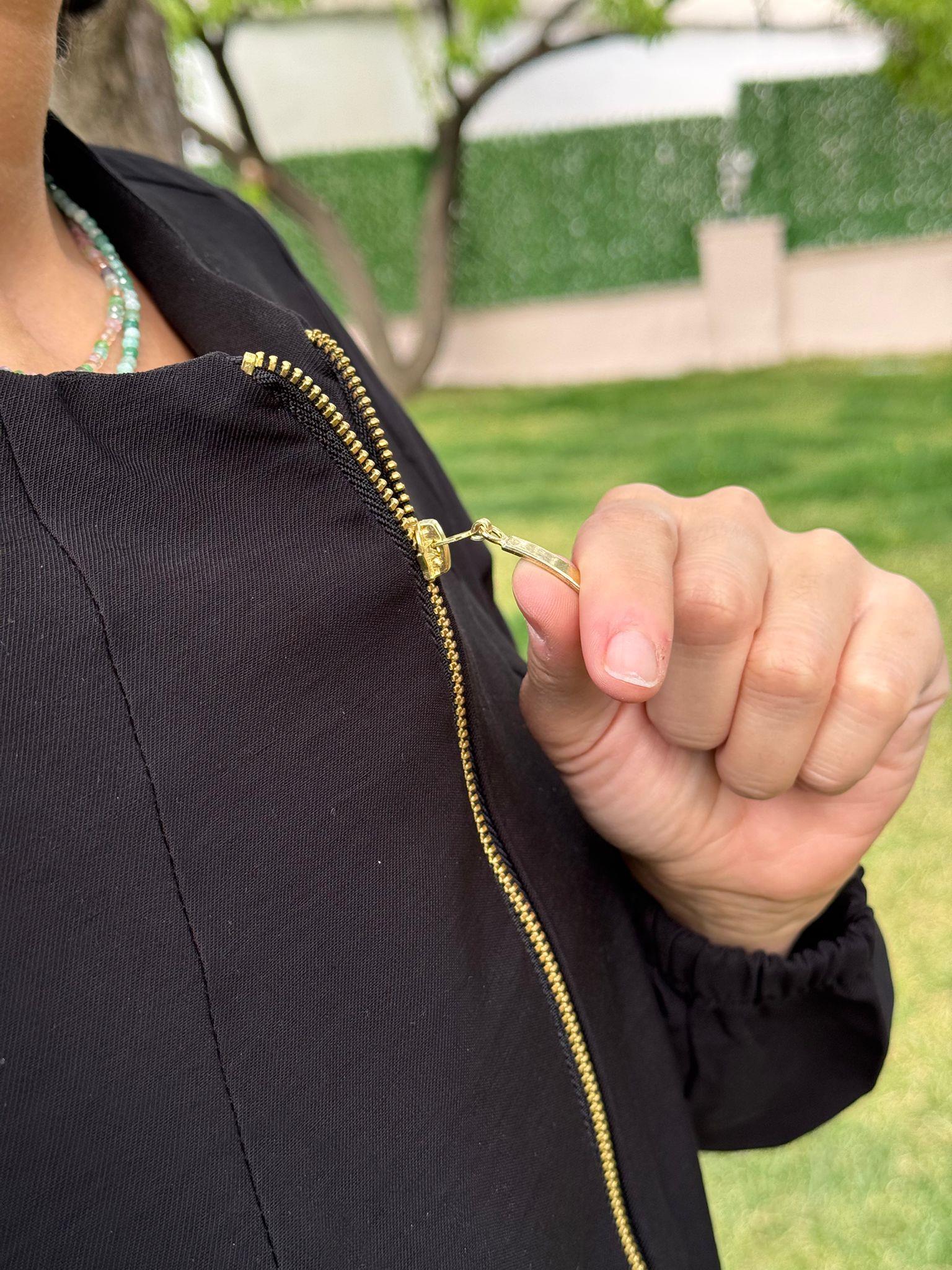 Önden Fermuarlı Cepli Beli Lastikli Ceket Siyah