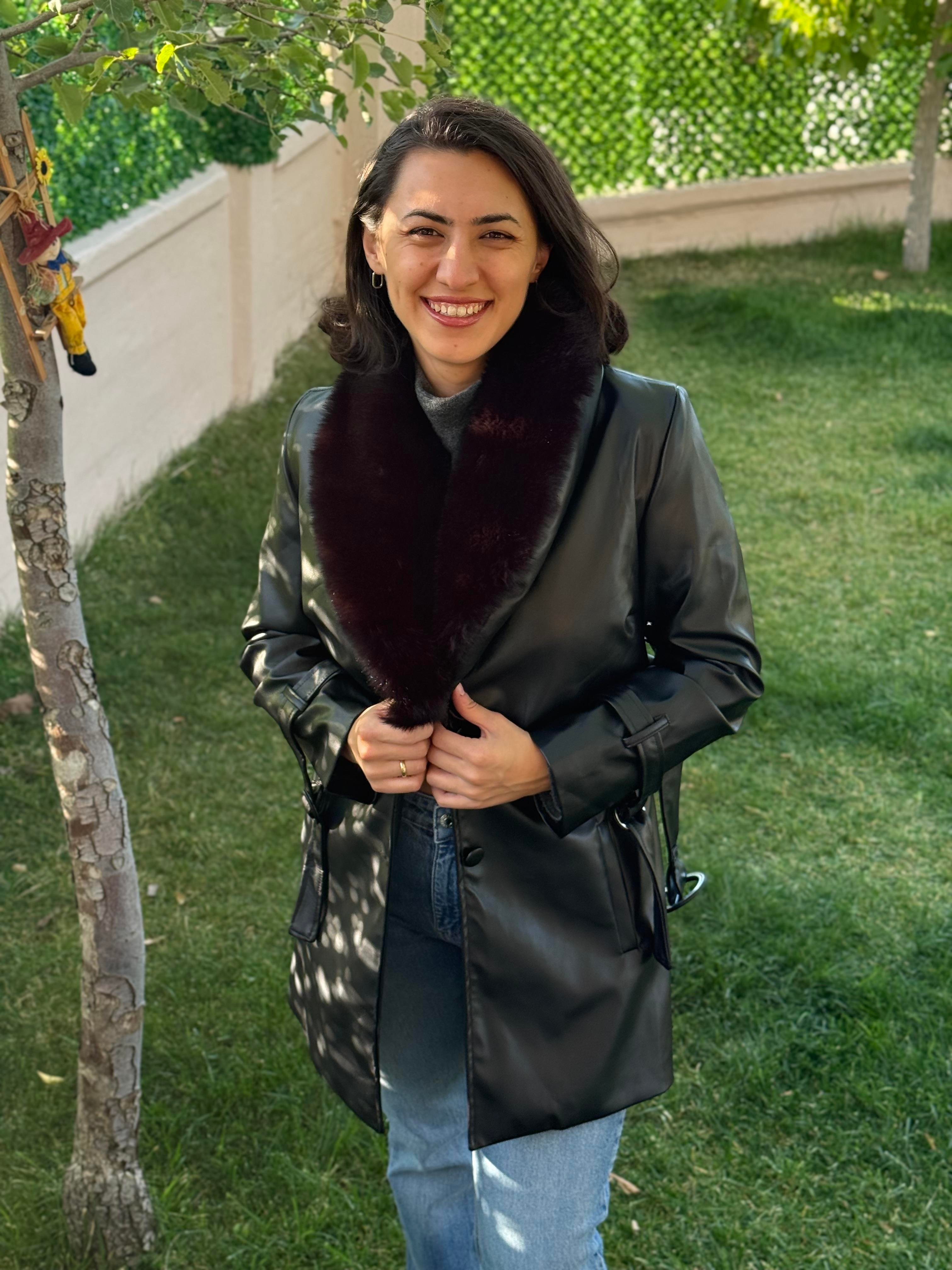 Siyah astarlı suni deri kaban 
