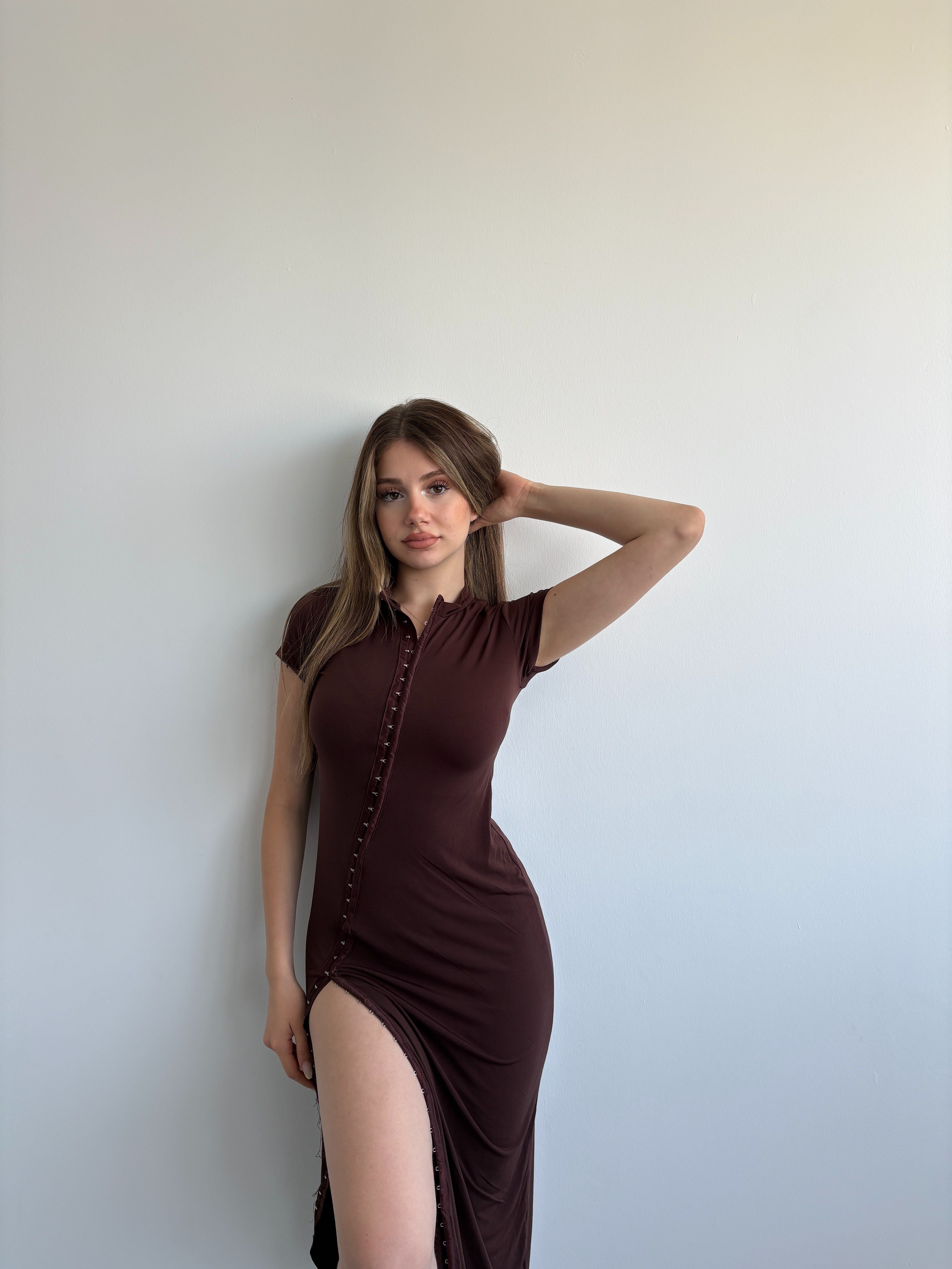 Agraflı Sandy Elbise