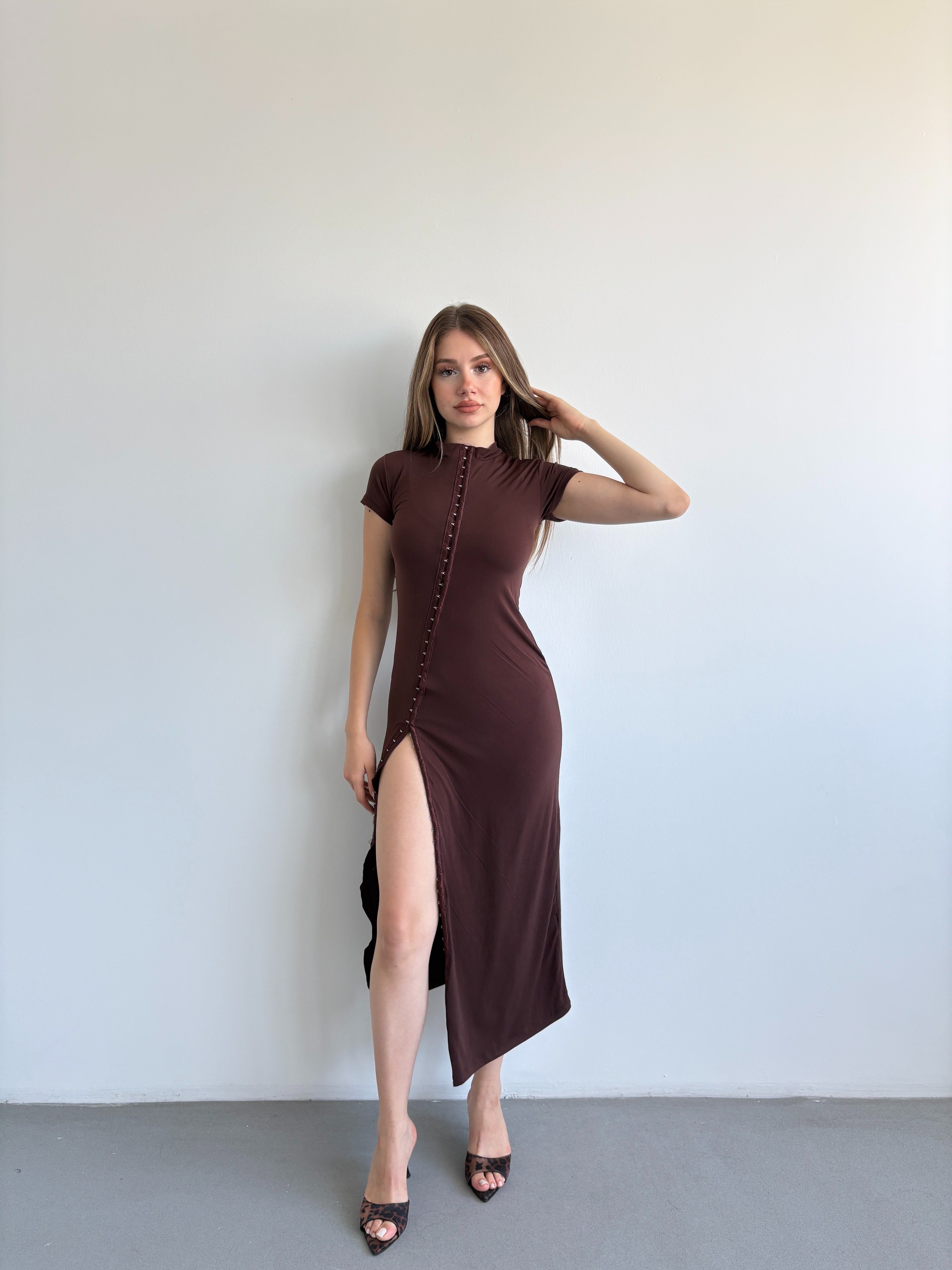 Agraflı Sandy Elbise