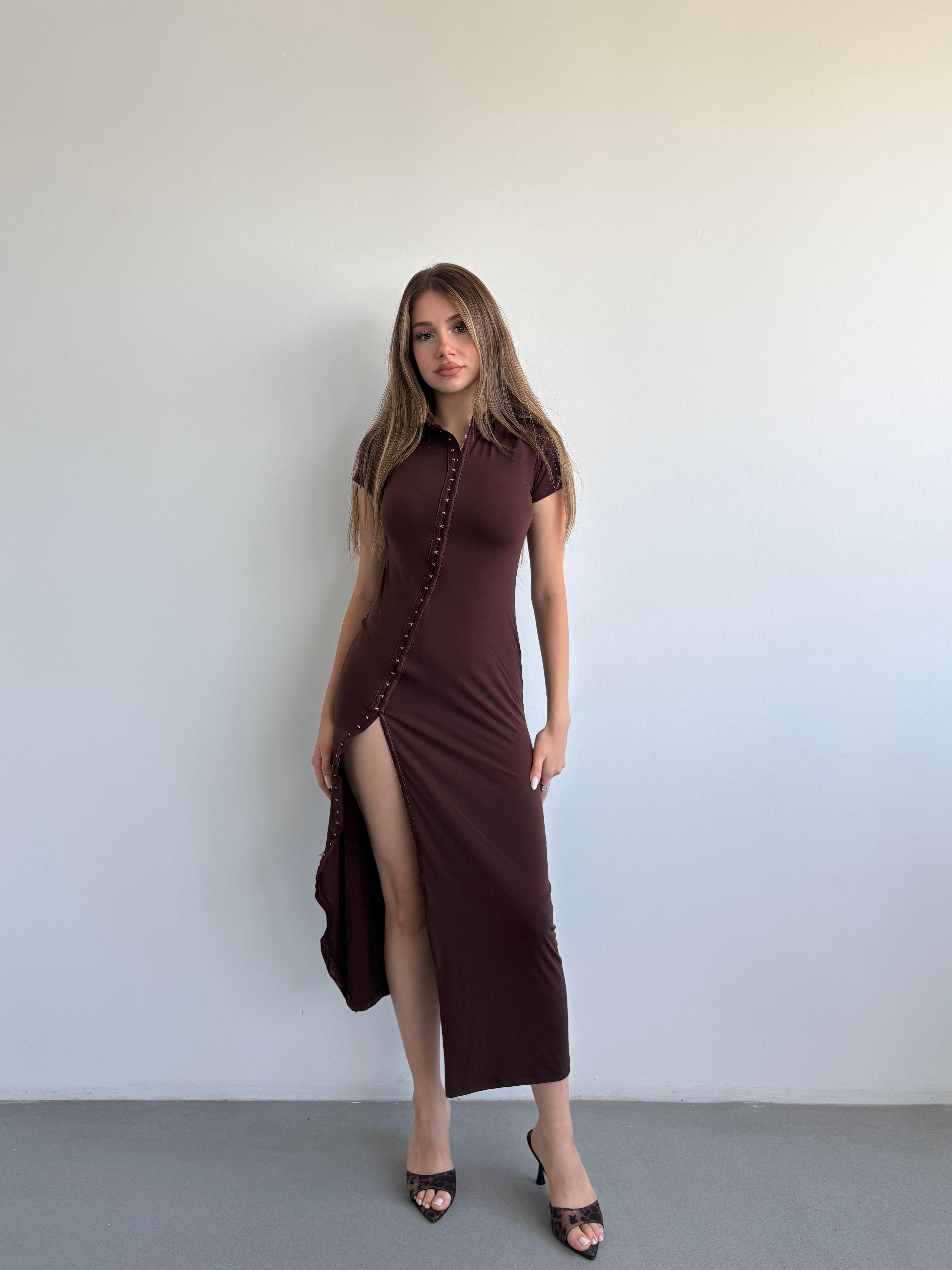 Agraflı Sandy Elbise