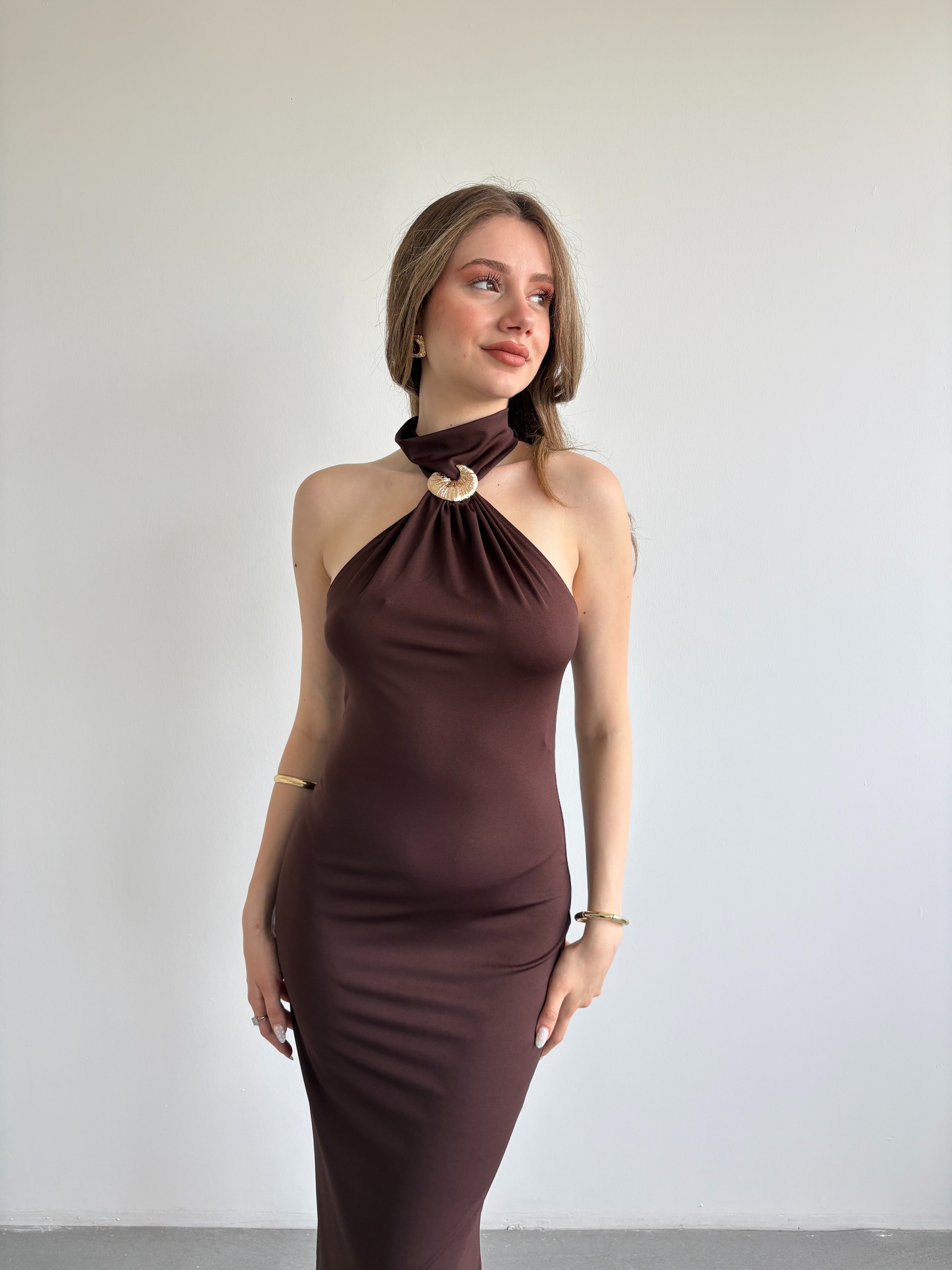 Aksesuarlı Halter Elbise