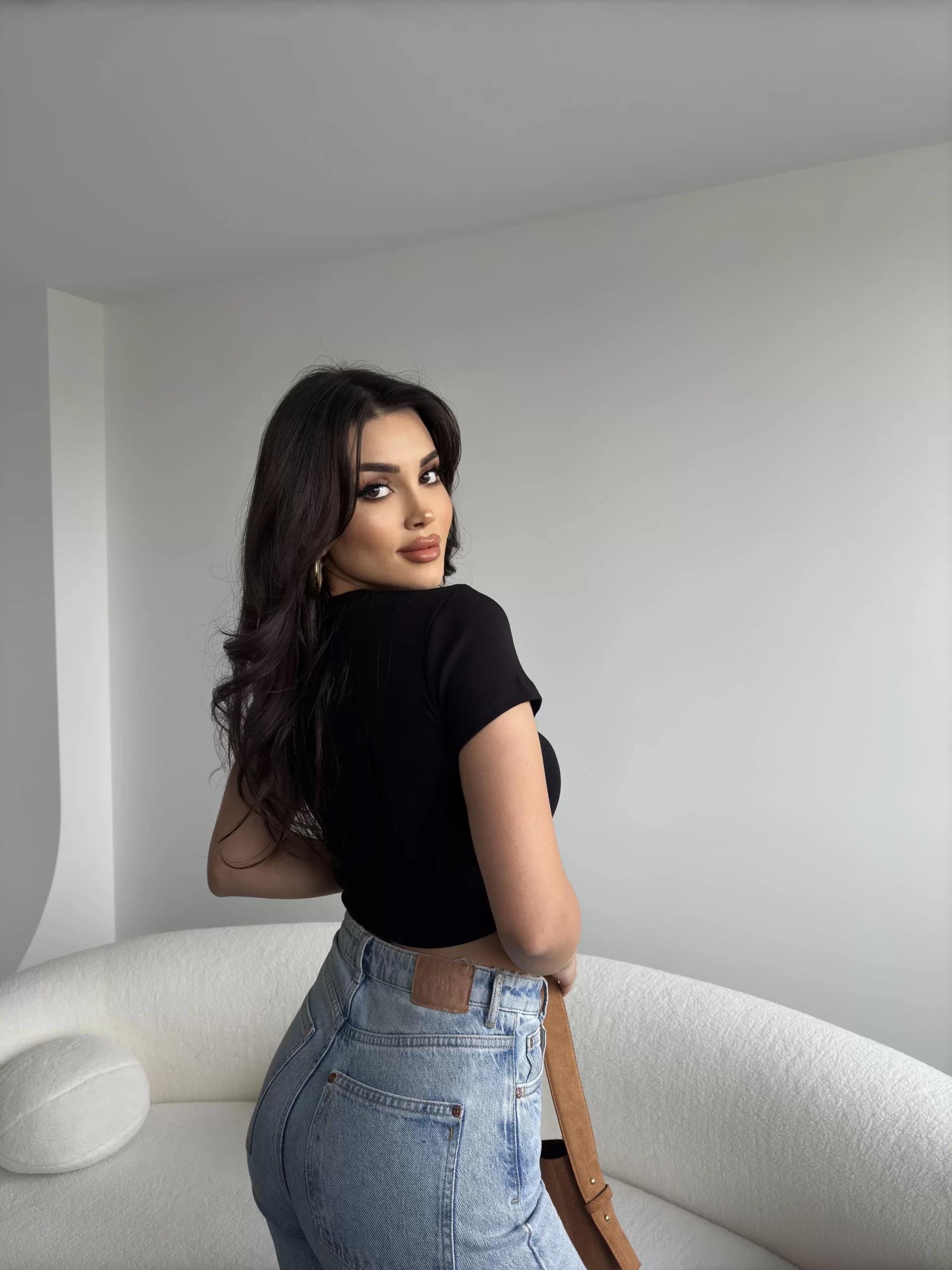 Basic Bisiklet Yaka Crop