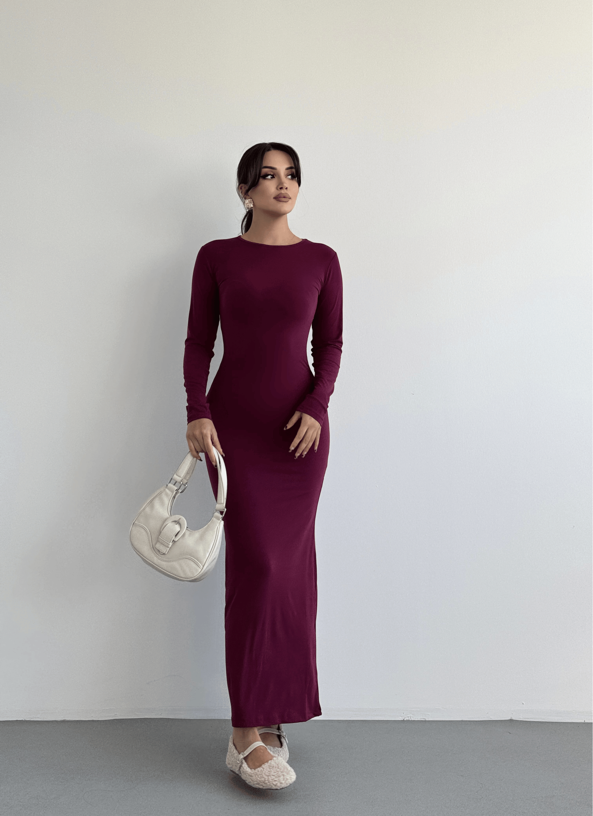 Basic Sandy Uzun Elbise