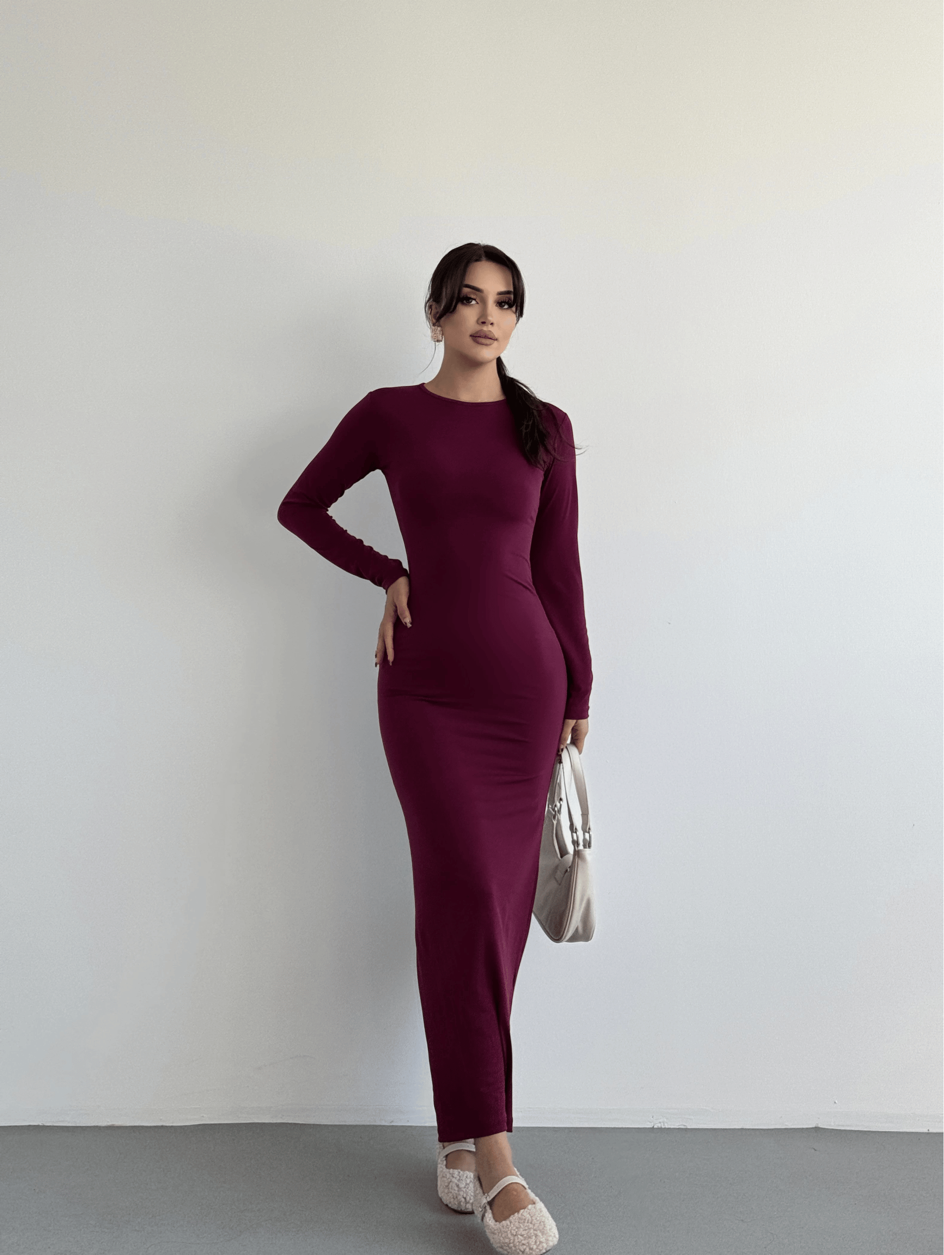 Basic Sandy Uzun Elbise