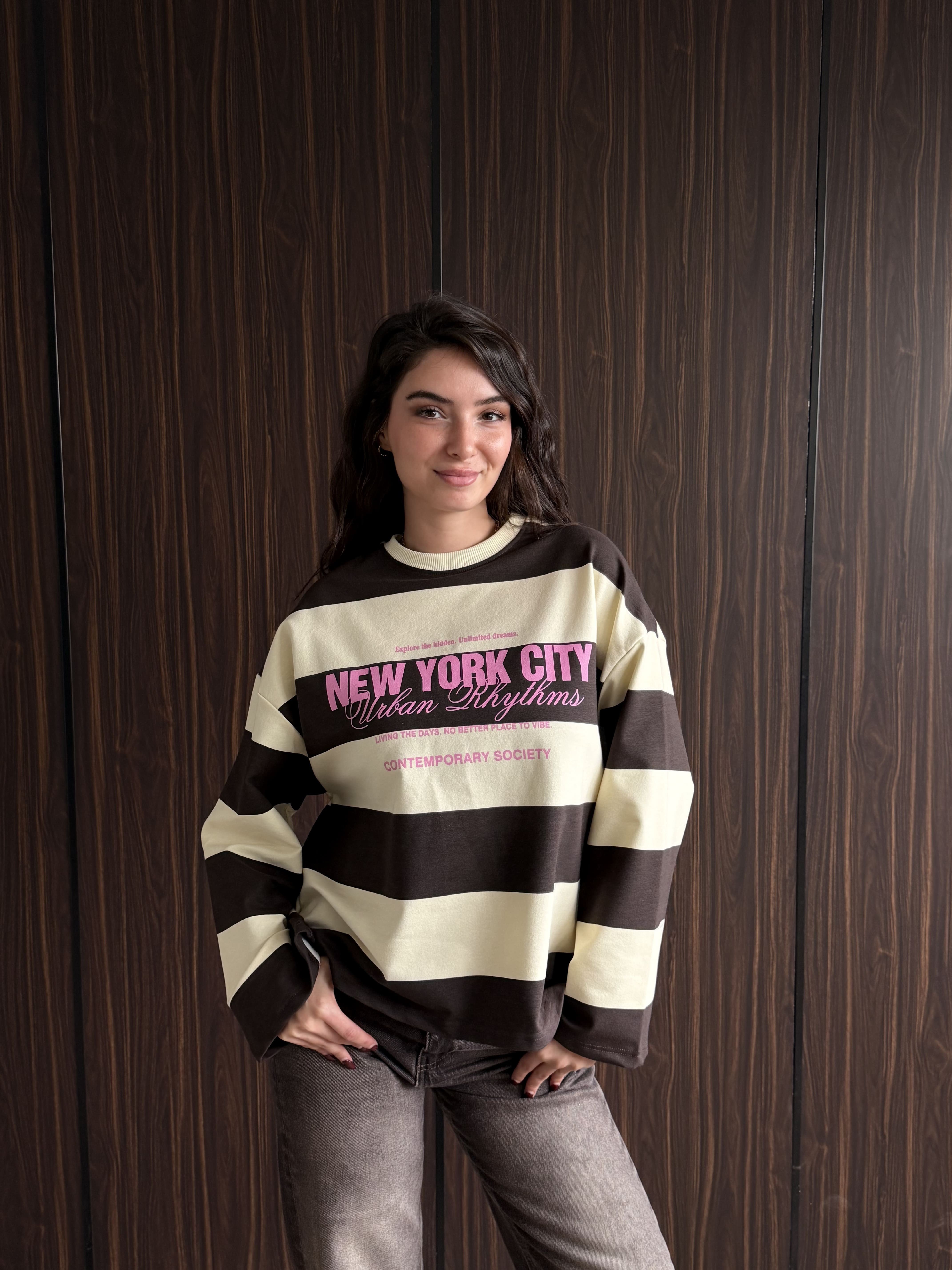 Baskılı Çizgili Sweat