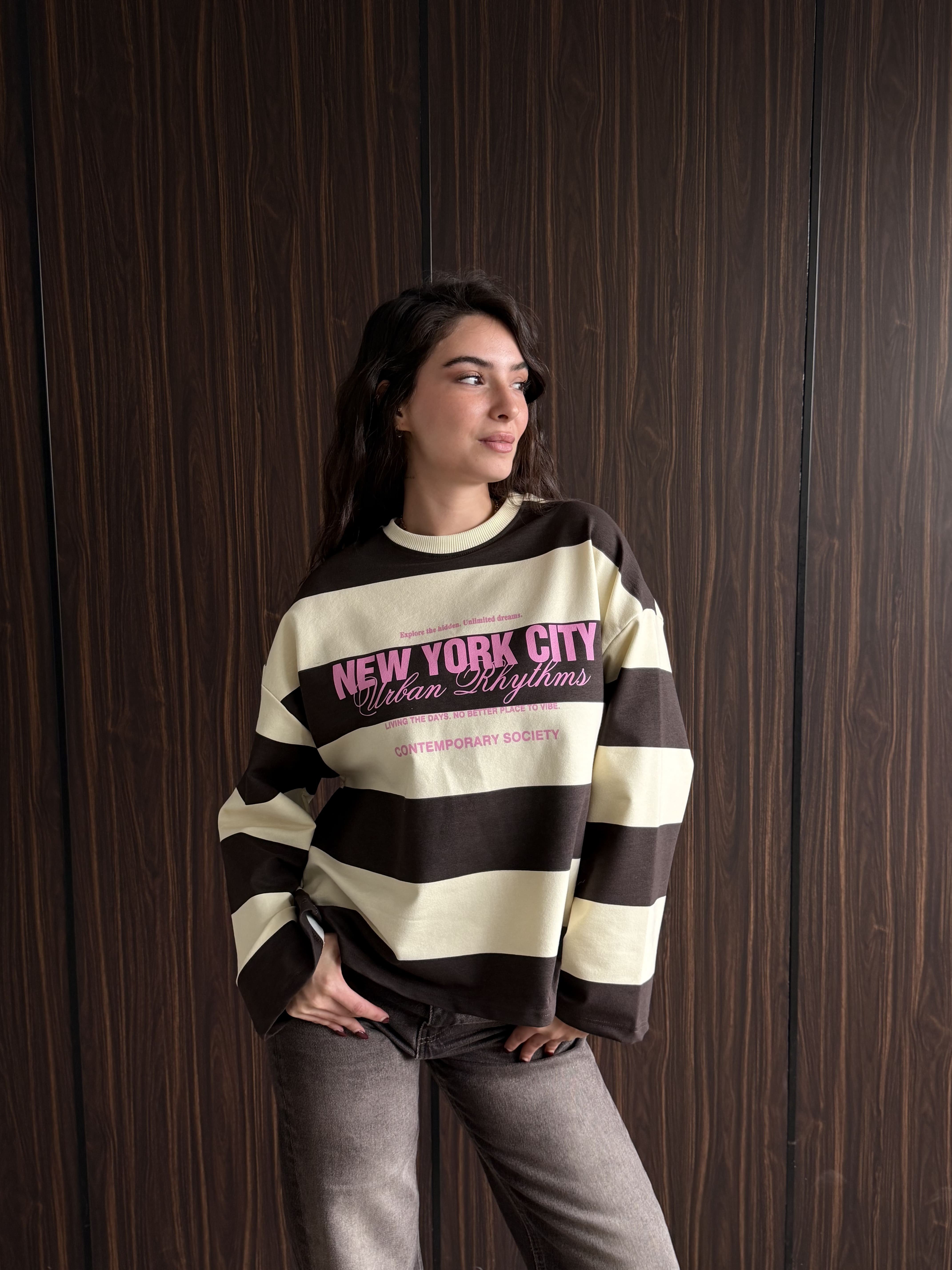 Baskılı Çizgili Sweat