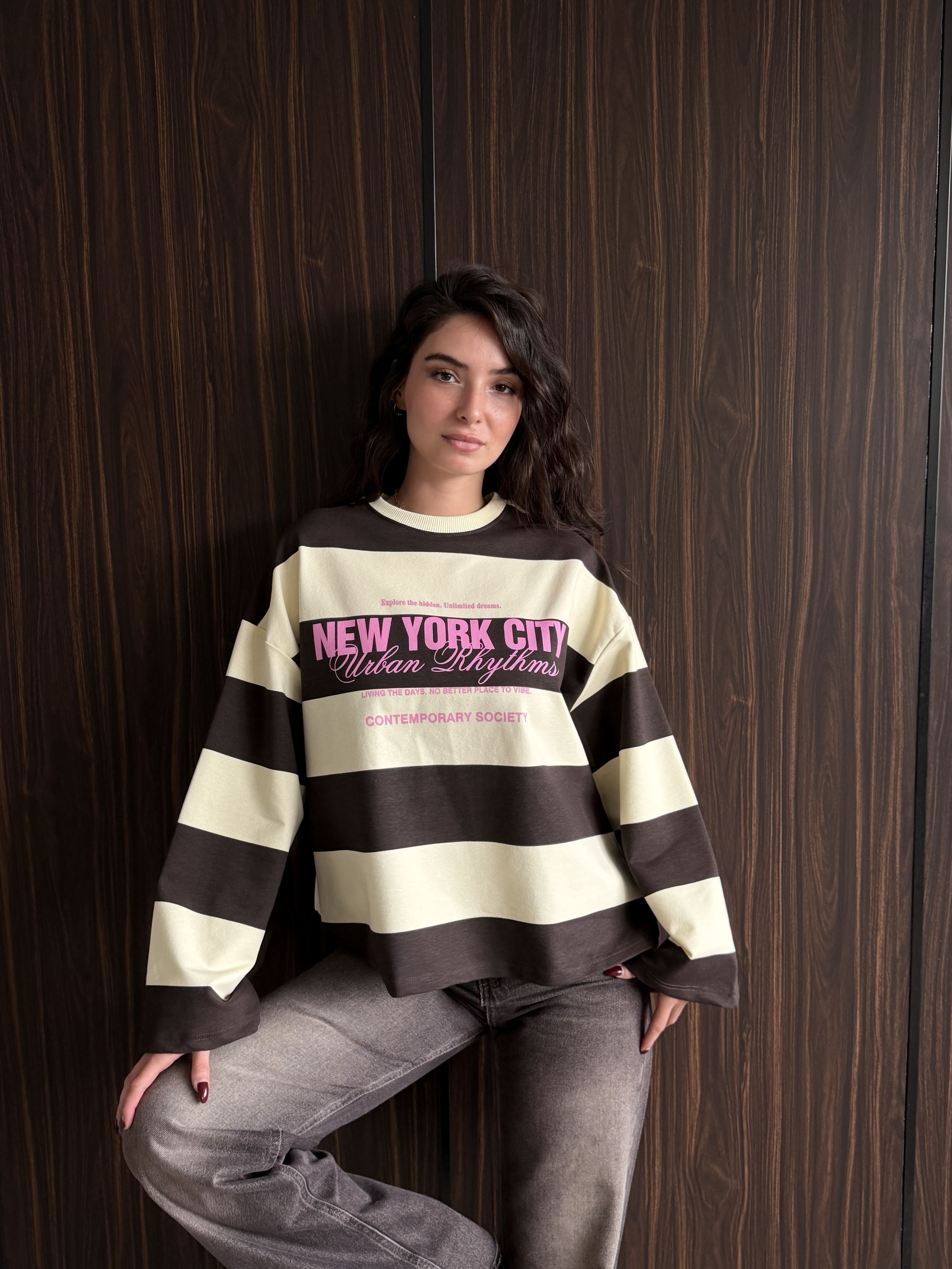 Baskılı Çizgili Sweat