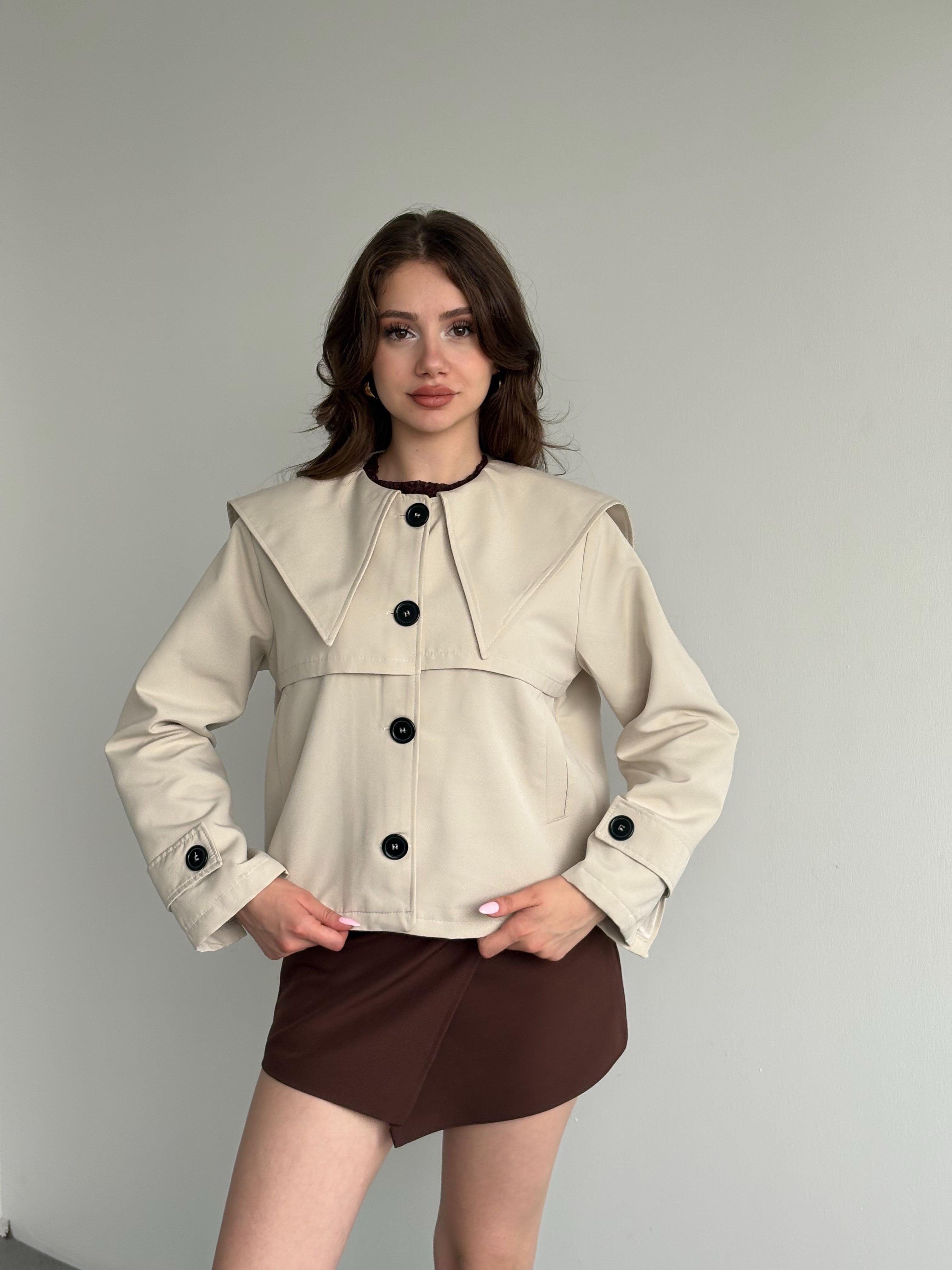 Bebe Yaka Oversize Crop Trençkot 