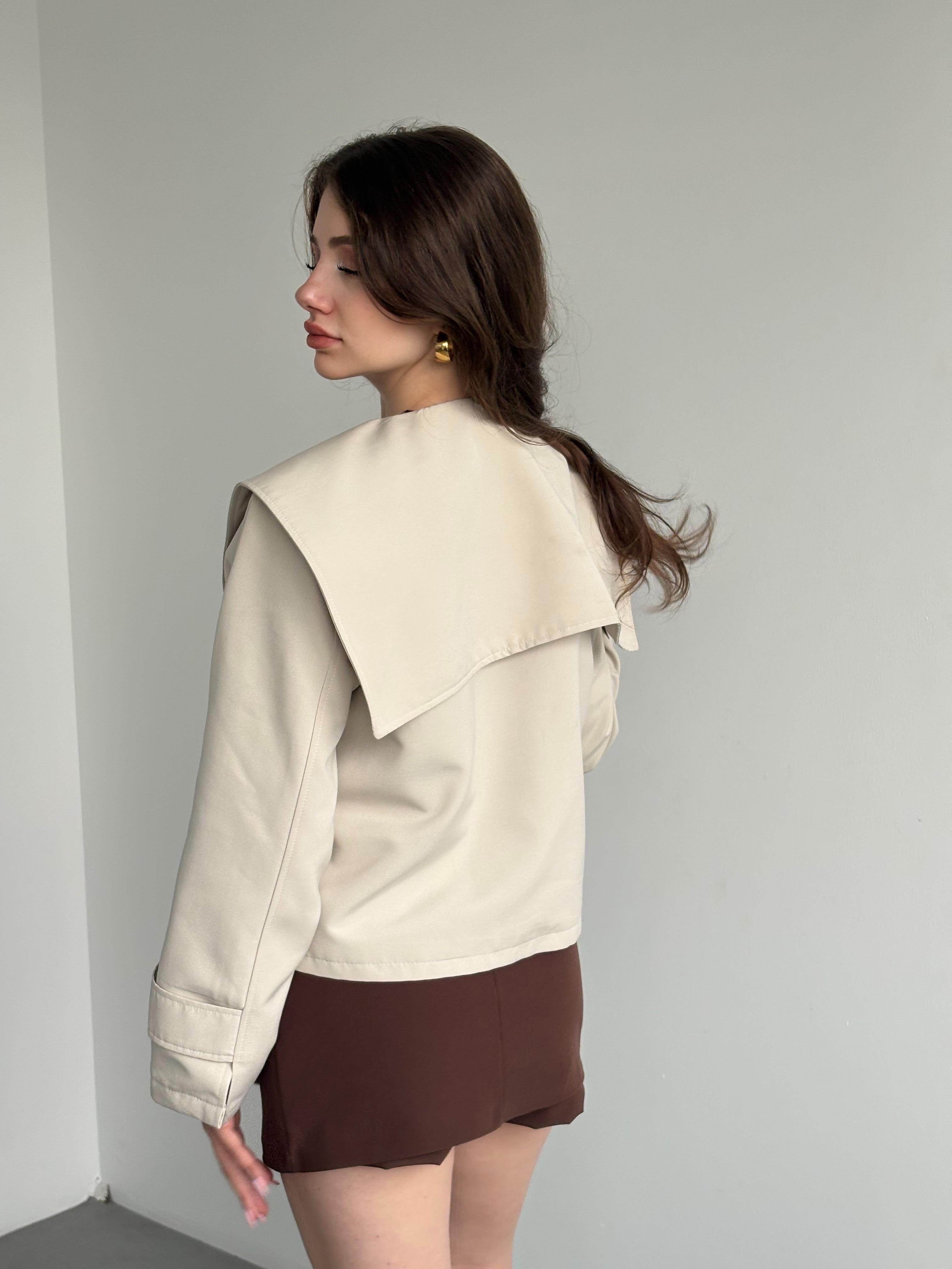 Bebe Yaka Oversize Crop Trençkot 