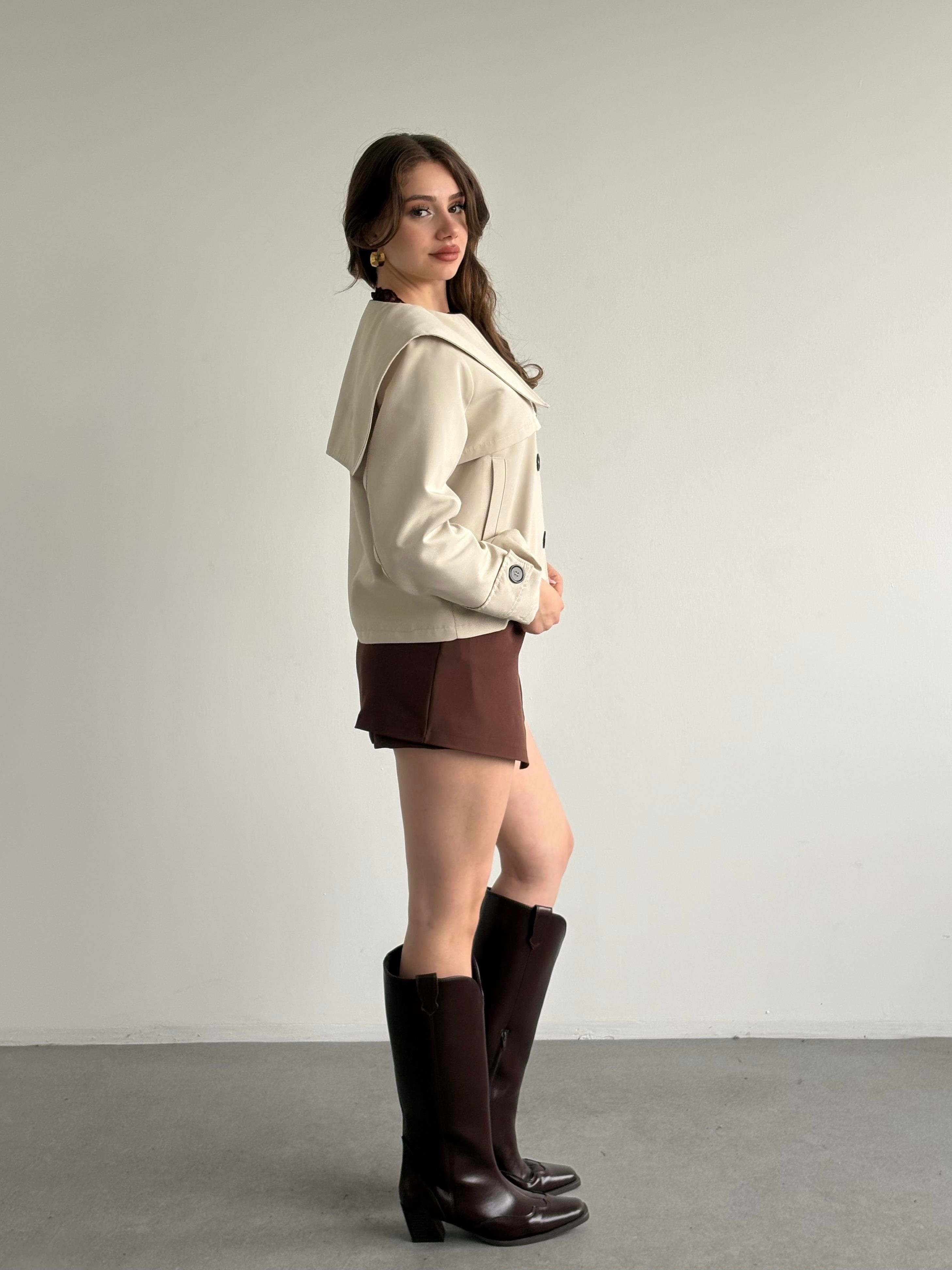 Bebe Yaka Oversize Crop Trençkot 