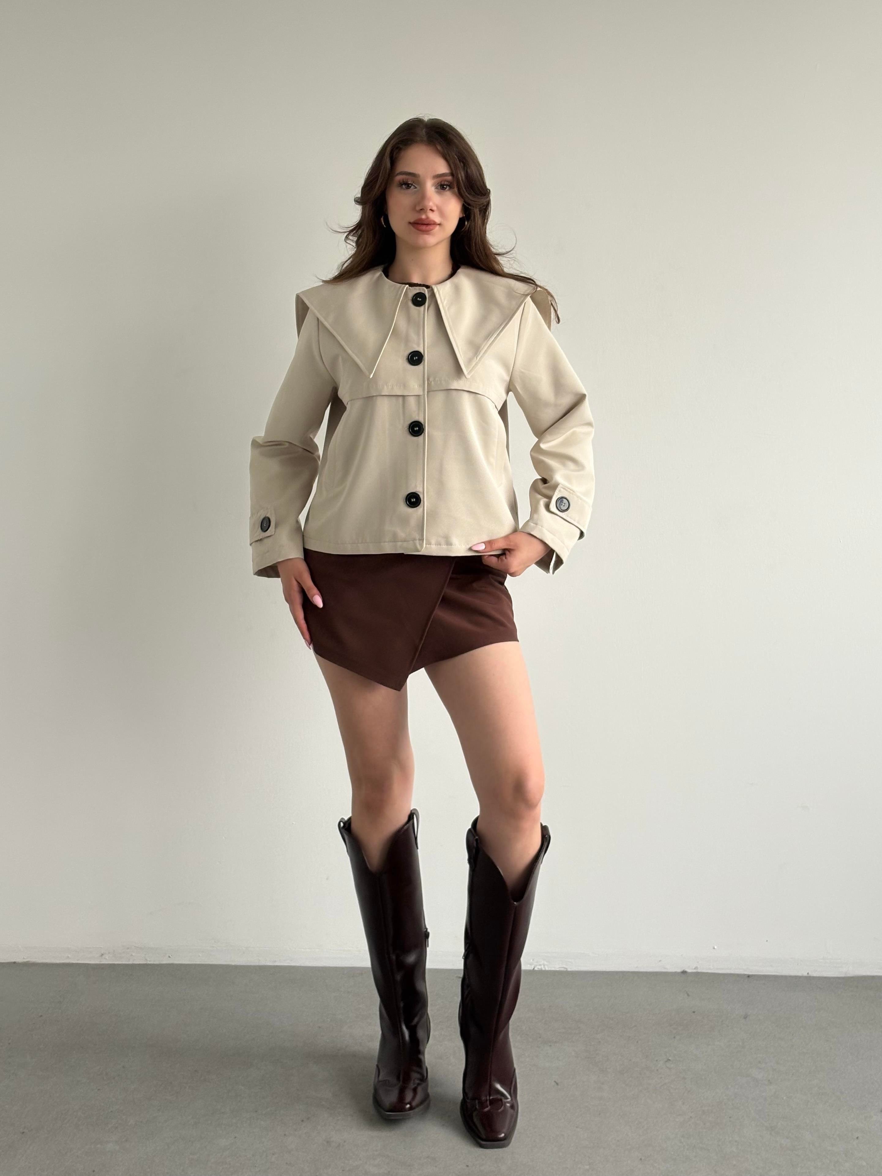 Bebe Yaka Oversize Crop Trençkot 