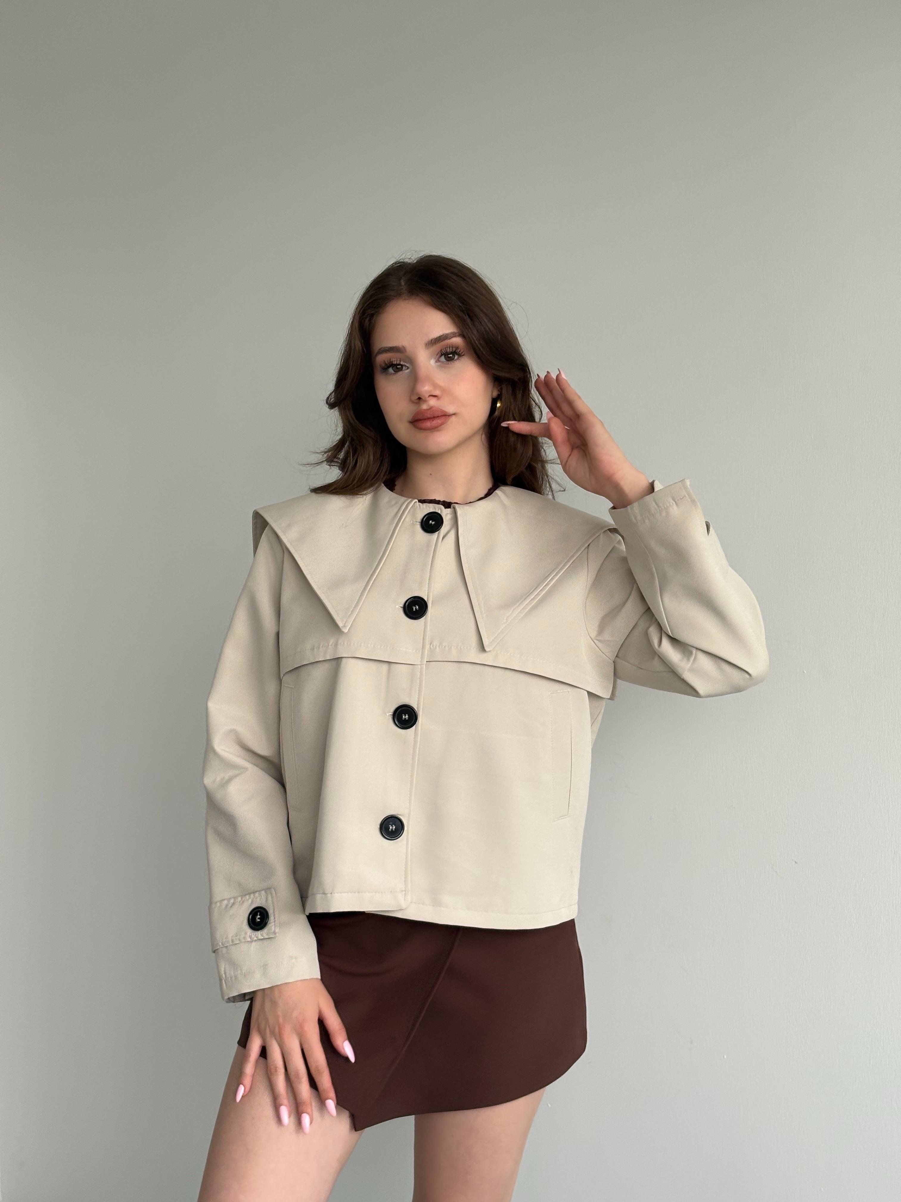 Bebe Yaka Oversize Crop Trençkot 