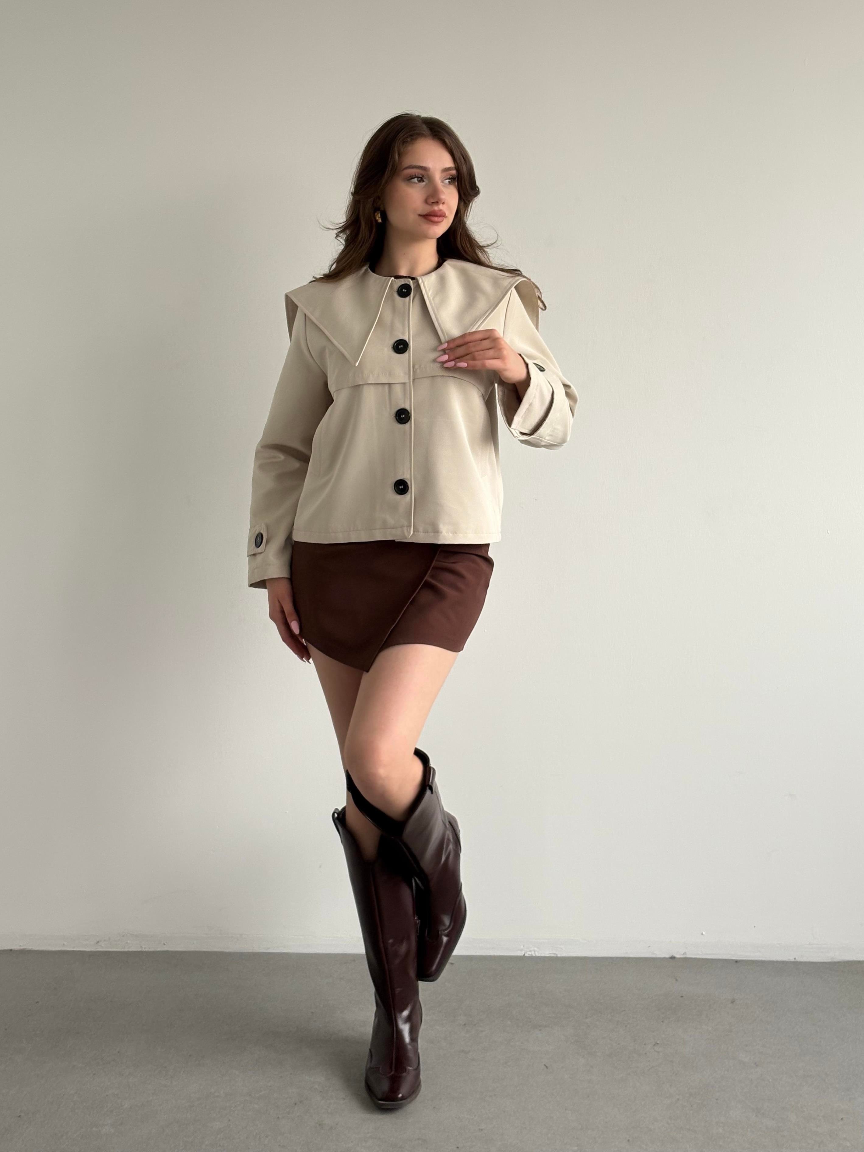 Bebe Yaka Oversize Crop Trençkot 