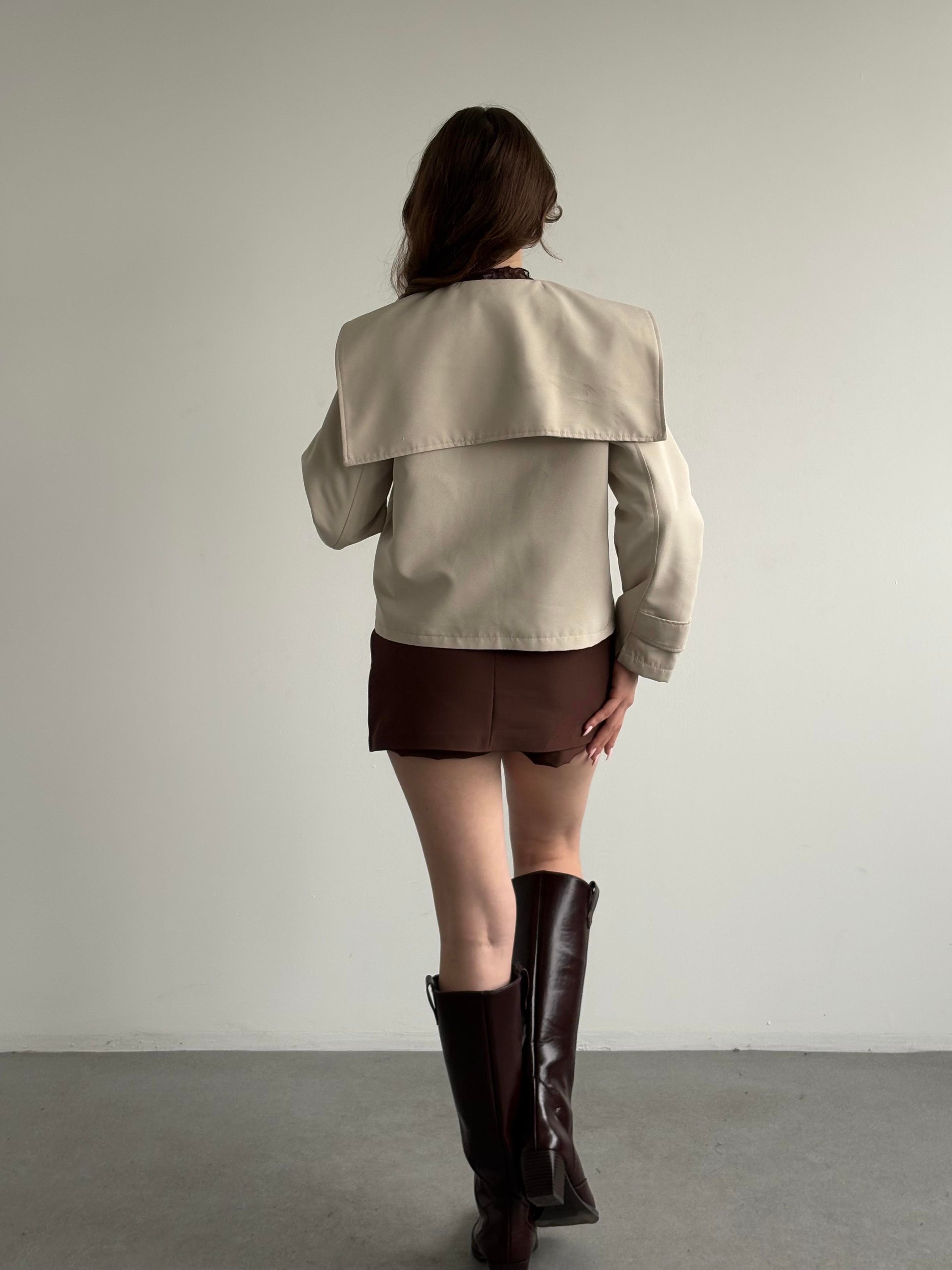 Bebe Yaka Oversize Crop Trençkot 