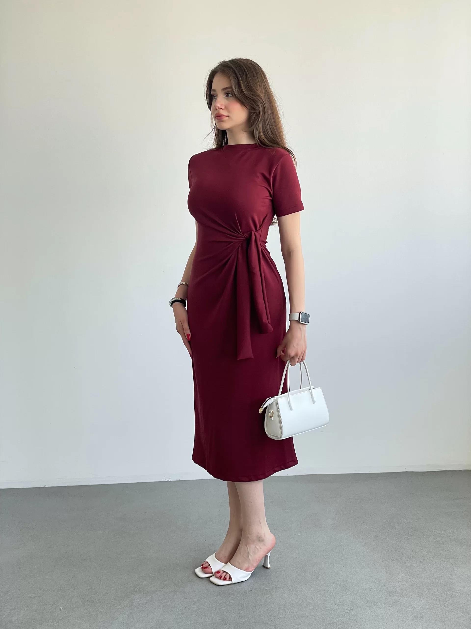 Bel Bağlamalı Modal Elbise