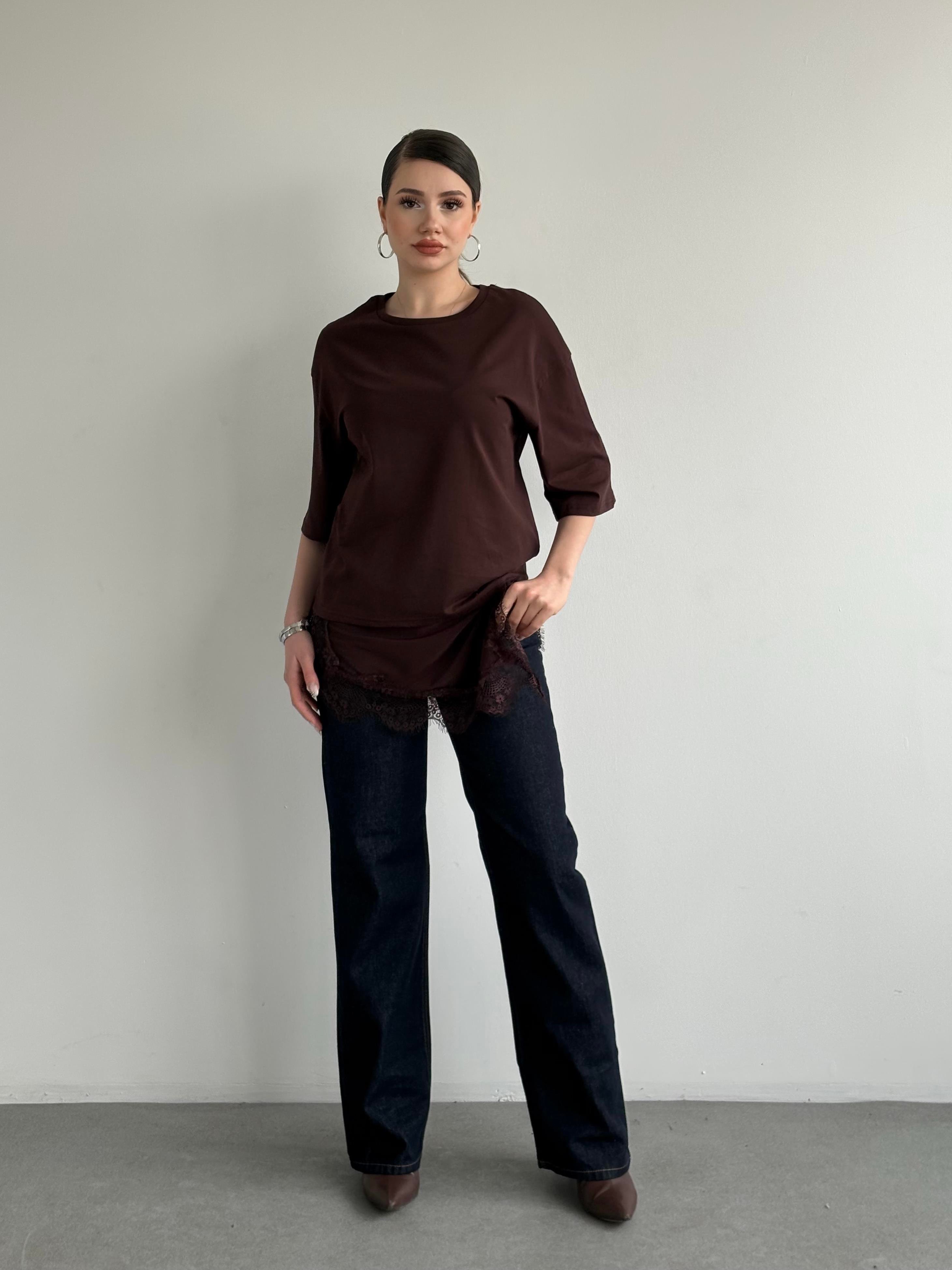 Bel Dantel Asimetrik Tshirt