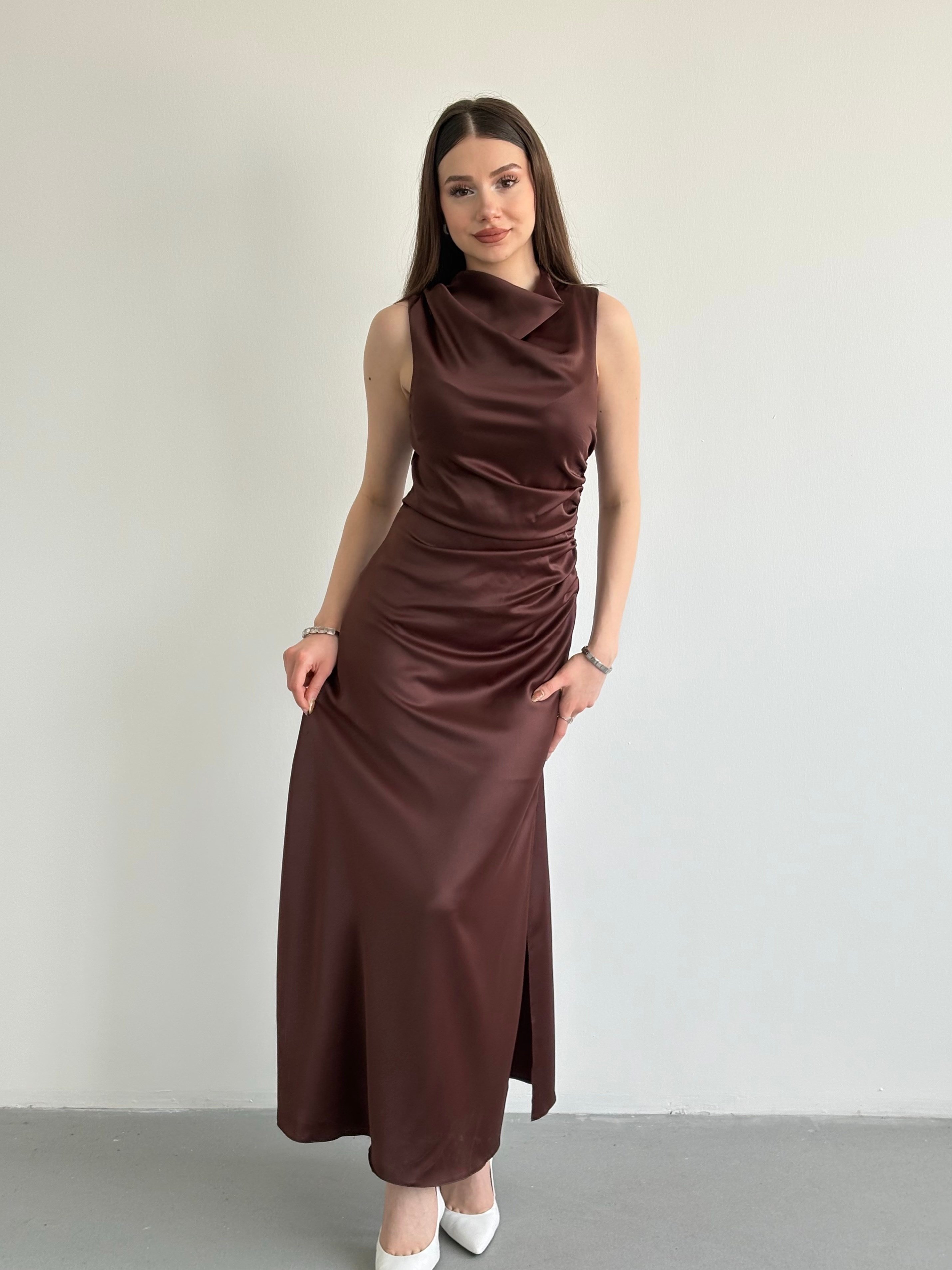 Bel Drapeli Maxi Elbise