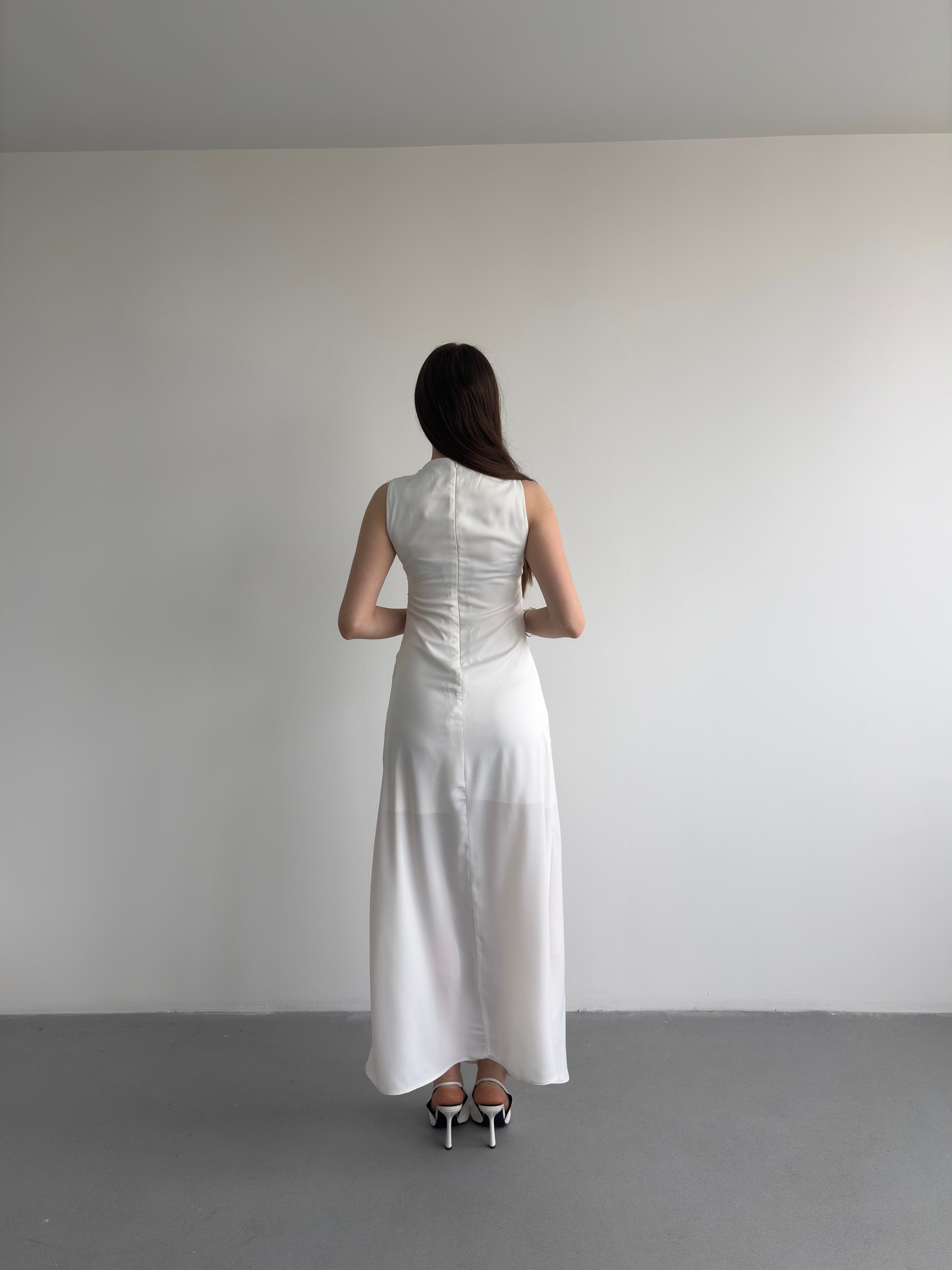 Bel Drapeli Maxi Elbise