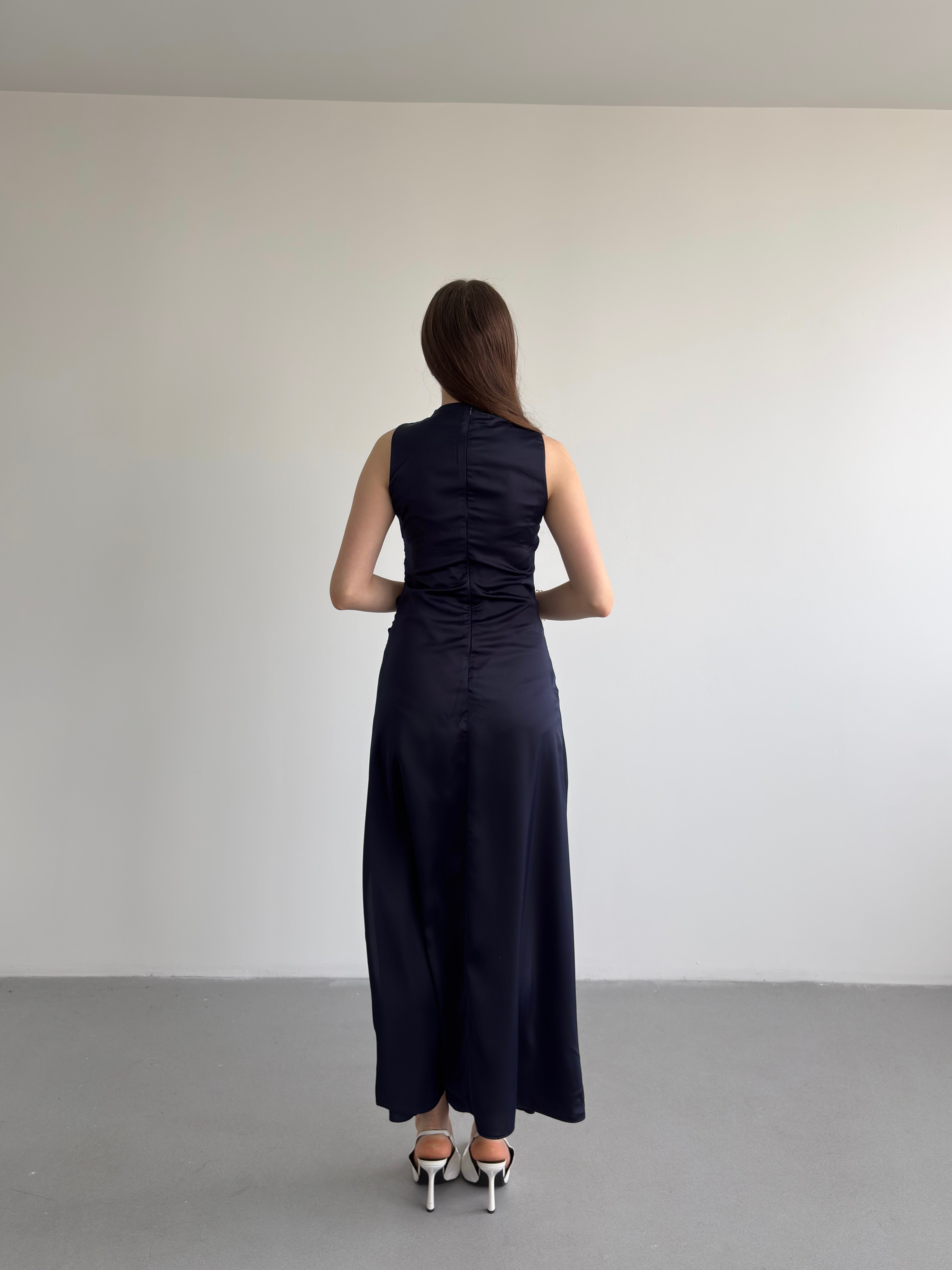 Bel Drapeli Maxi Elbise